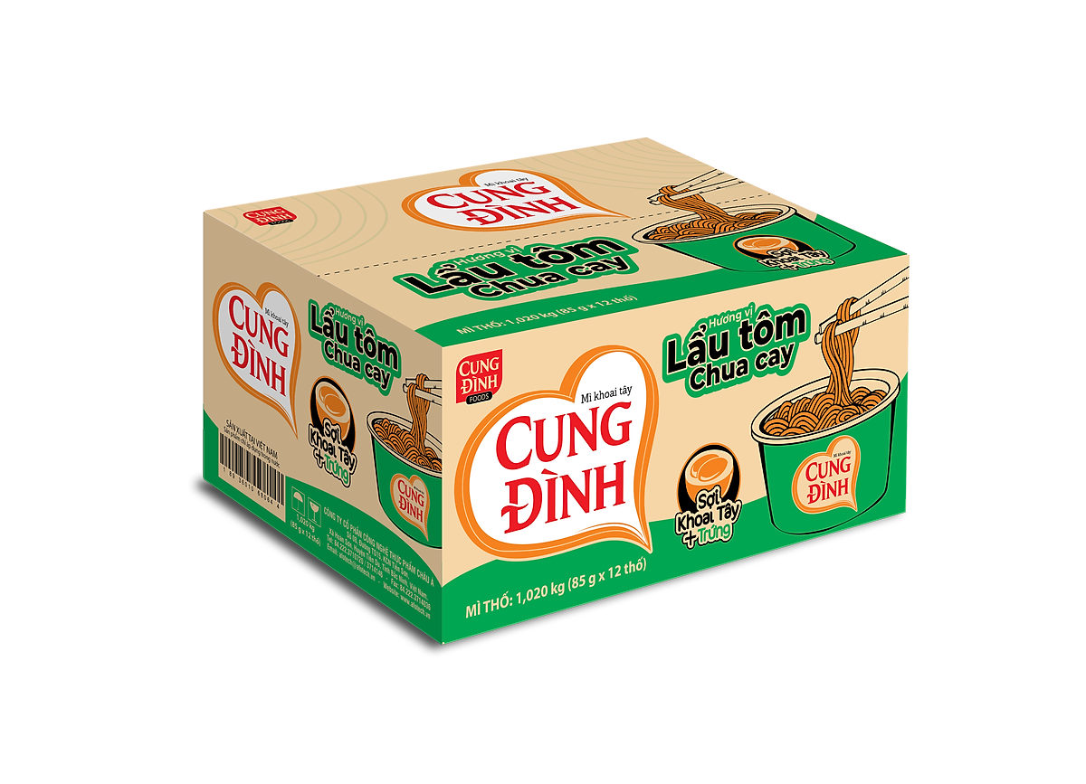 Thùng 12 Tô Mì Khoai Tây Cung Đình Hương Vị Lẩu Tôm Chua Cay