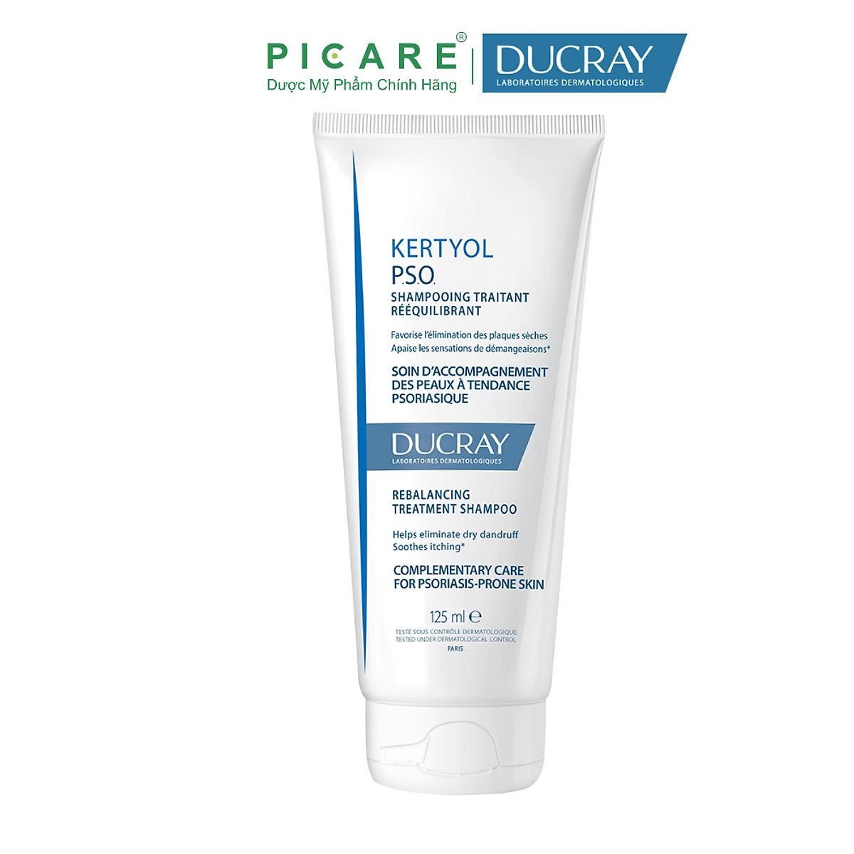 Dầu Gội hỗ trợ điều trị Gàu Mảng, Vảy Nến Ducray Kertyol P.S.O Shampoo (125ml)