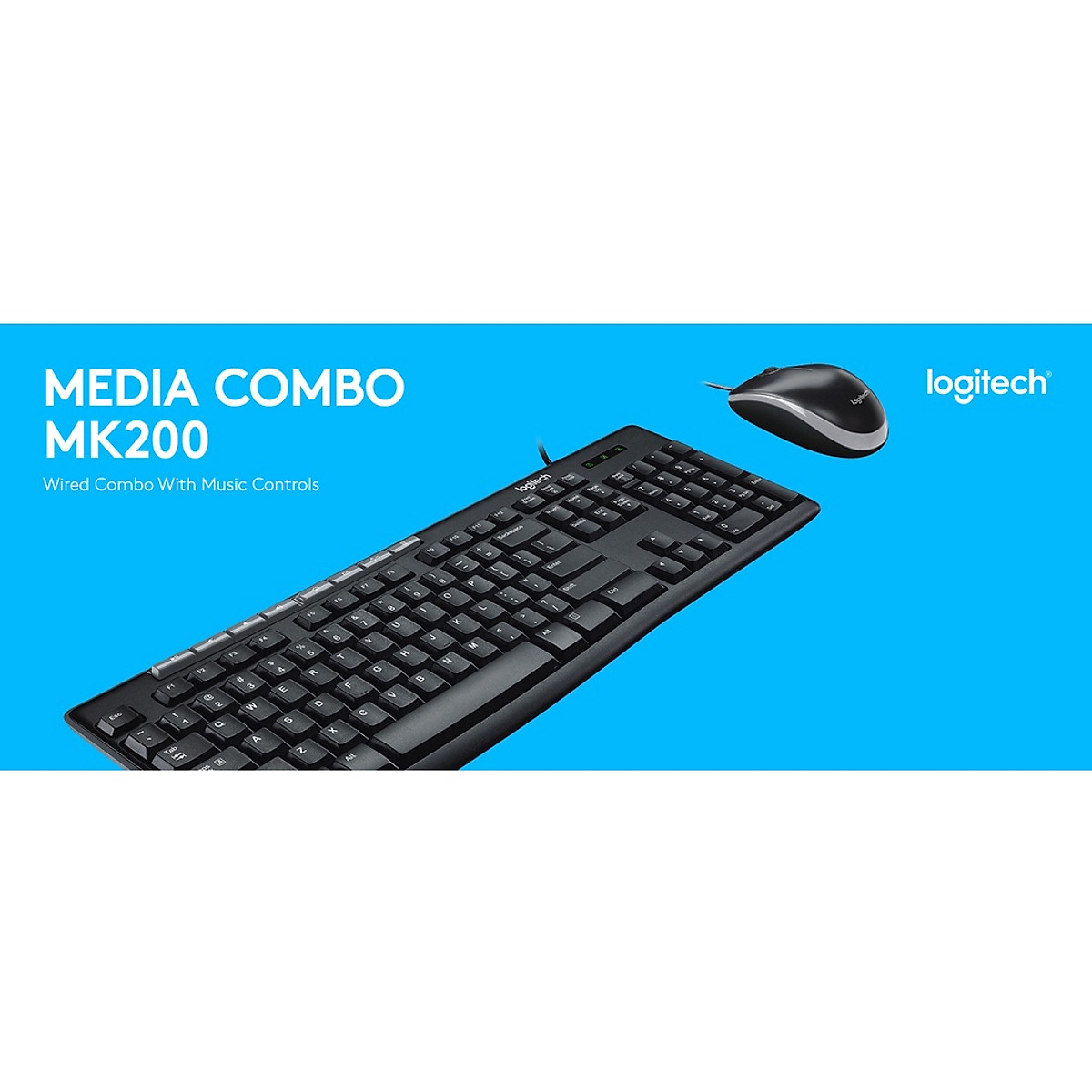 Bộ bàn phím chuột Logitech MK200 - Hàng Chính Hãng