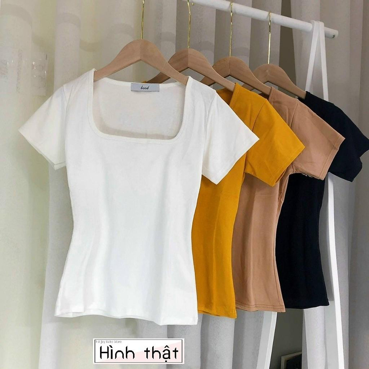 ÁO THUN CO GIÃN 4 CHIỀU - ĐƯỢC GIẶT MÁY - ÁO KIỂU CỔ U VUÔNG HOT GIRL TRƠN BASIC ÔM BODY 41
