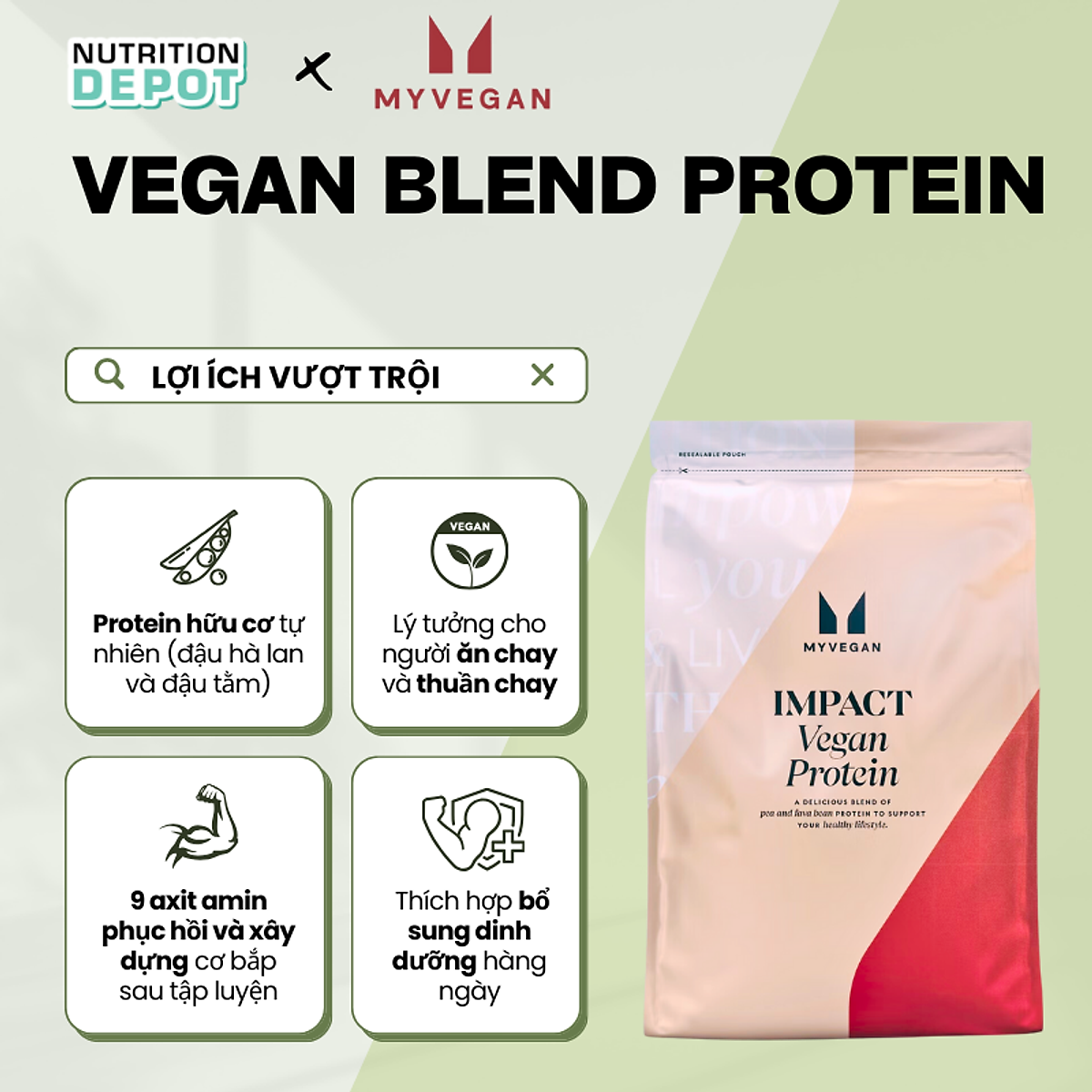 Sữa bổ sung đạm dành cho người ăn chay Vegan Blend Protein 2.5kg - Nutrition Depot
