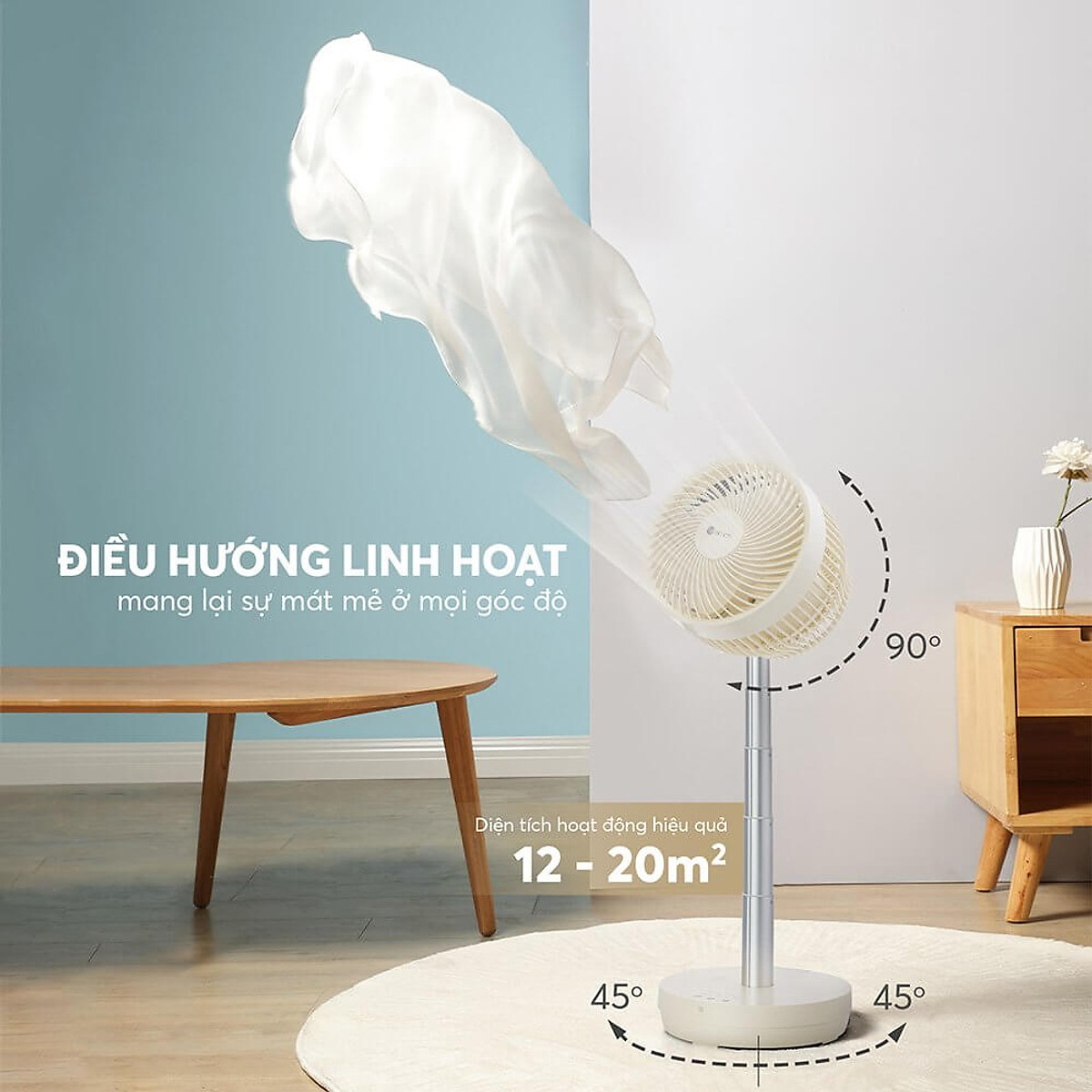 Quạt sạc tuần hoàn không khí Elmich CFE-8786, dung lượng pin lớn, hoạt động liên tục tới 10h, tạo nên luồng gió mạnh, di chuyển linh hoạt 90° theo chiều ngang tạo luồng gió đa chiều, làm mát nhanh, dễ chịu - Hàng chính hãng