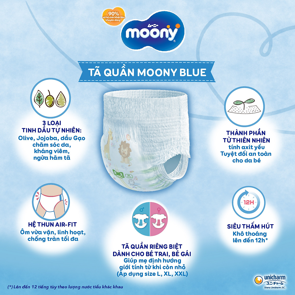 Tã quần Moony cao cấp XL38+6 (Girl) - Nhập khẩu từ Nhật Bản