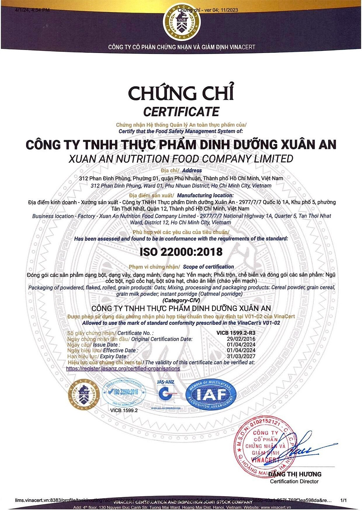 Combo 2 Hộp Yến Mạch Nguyên Chất Ăn Liền Xuân An [ko đường] 400G(Tặng Kèm 2 Túi Yến Mạch 150G)