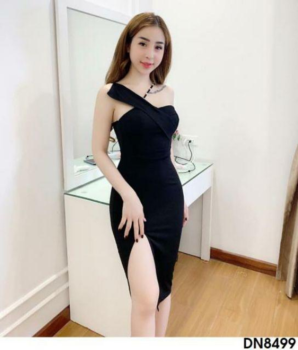 Đầm body xẻ tà dây chéo sexy