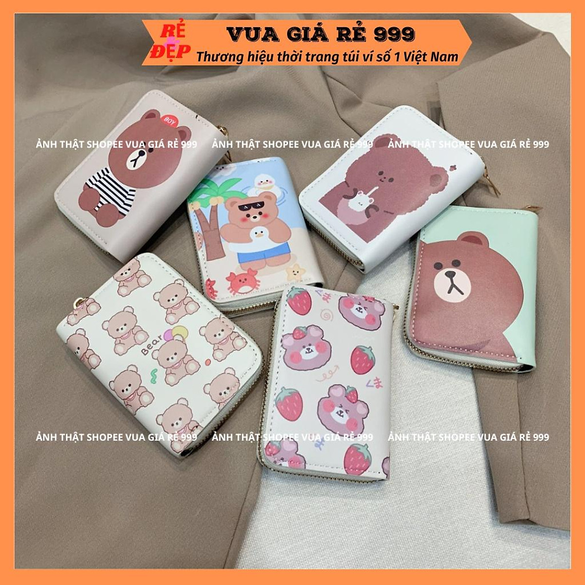 Mua Ví nữ ngắn mini cầm tay hình gấu cute nhiều ngăn giá rẻ nhỏ ...