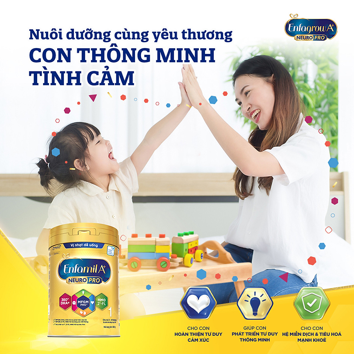Combo 6 lon sữa bột Enfamil A+ NeuroPro 1 với 2’-FL HMO cho trẻ từ 0 – 6 tháng tuổi– 830g