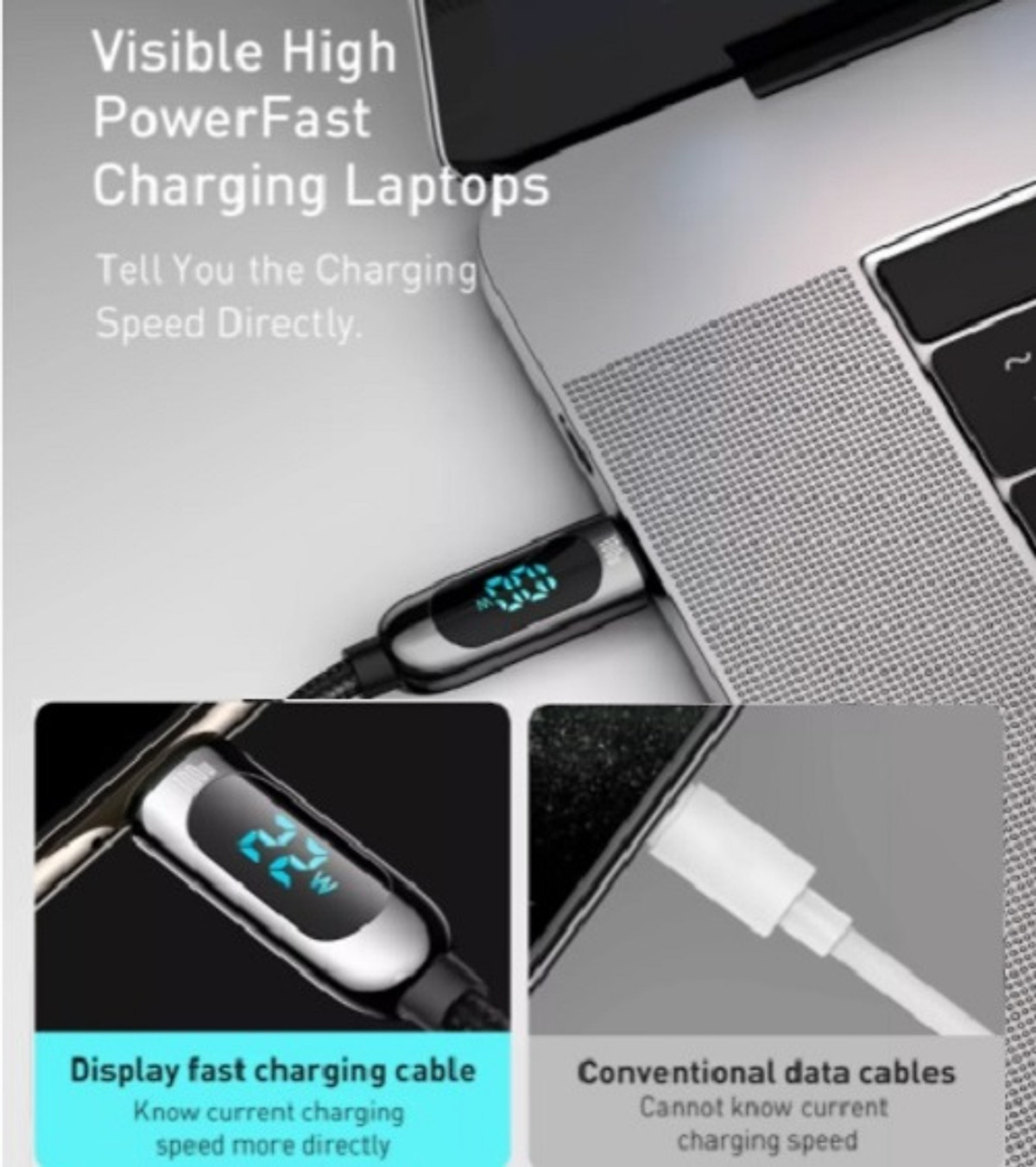 Cáp sạc nhanh Baseus C to C 100W màn led, Cáp sạc nhanh 100W Baseus Display Fast Charging Data Cable Type C to C 100W (20V/5A) - Hàng chính hãng