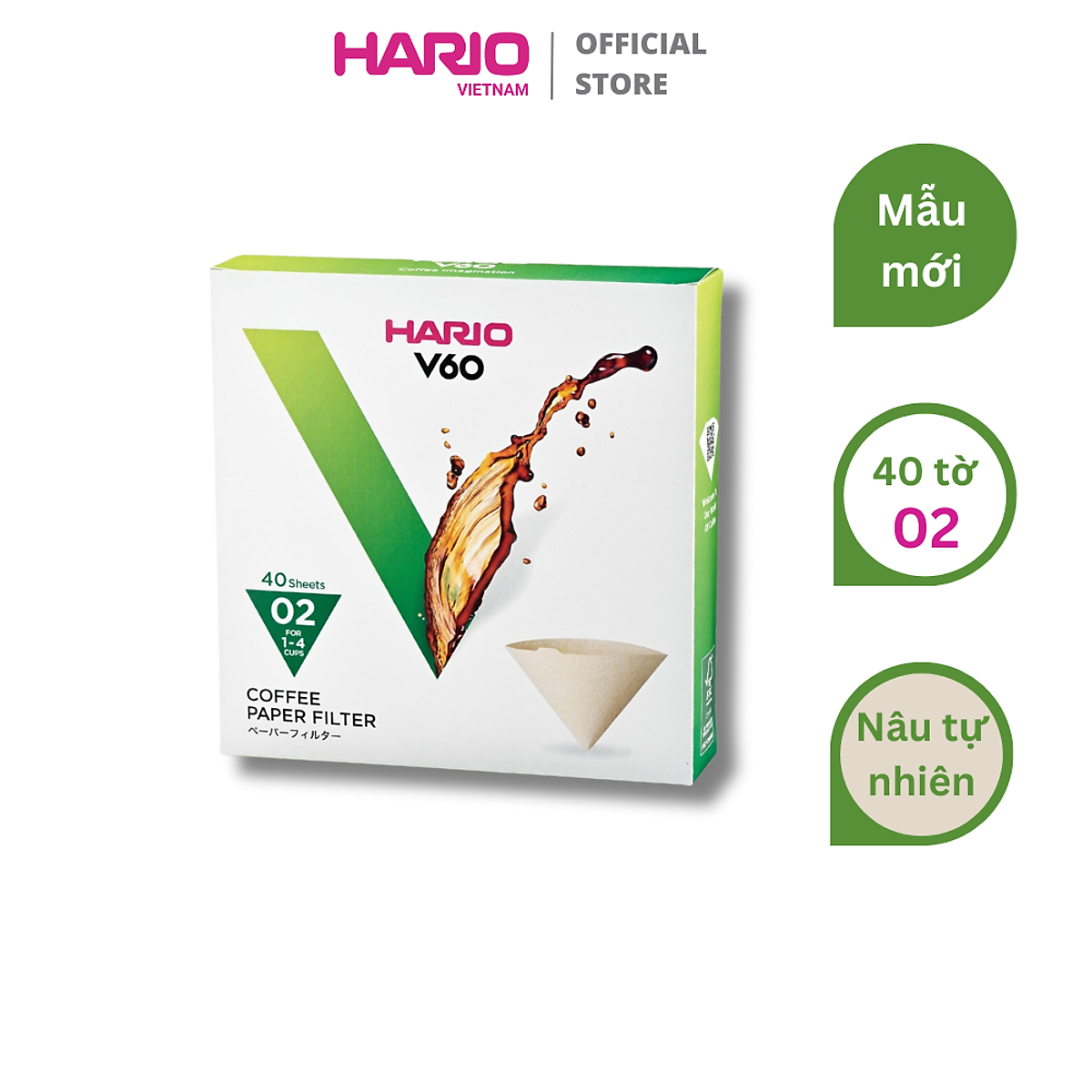 Giấy lọc cà phê Hario 40 cái (V60-VCF-02-40M)