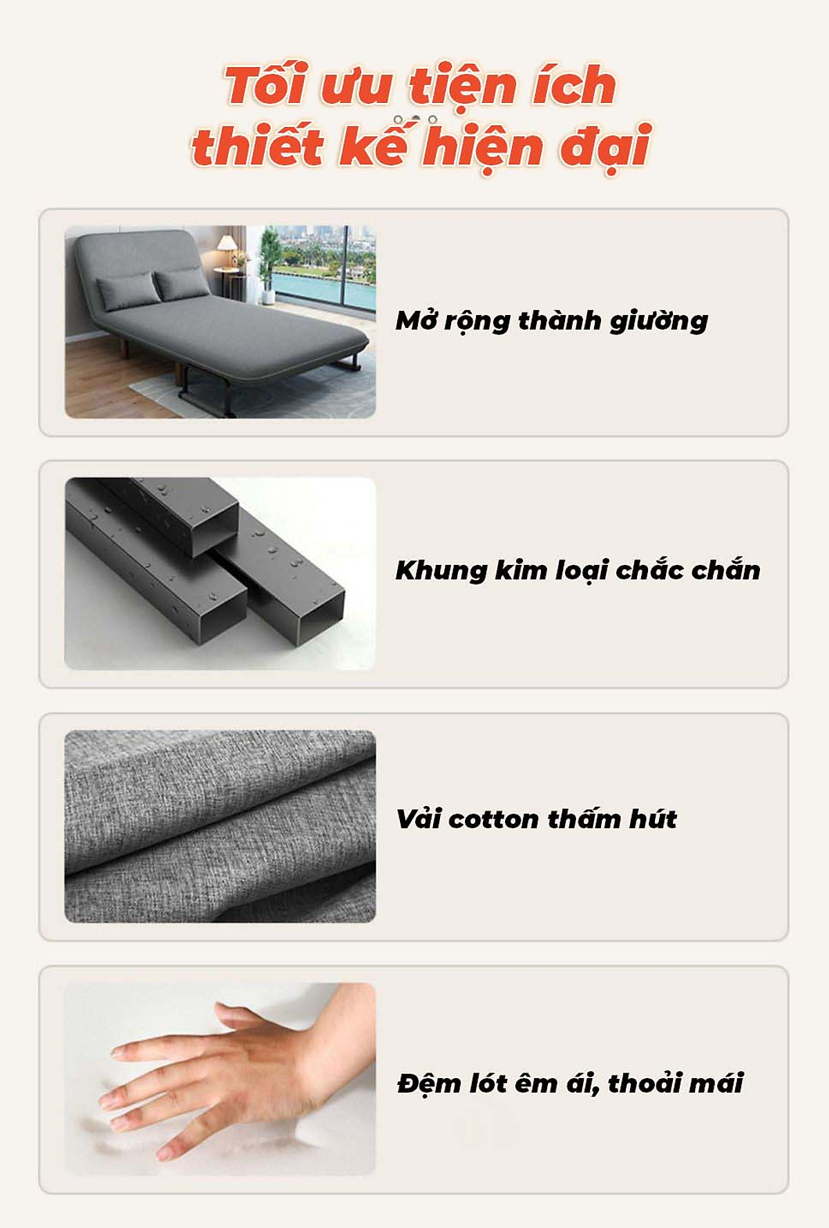 Giường Ghế Sofa Gấp Gọn (TẶNG KÈM 1 GỐI) Cho Văn Phòng, Nhà Khách Chính Hãng NIKITA