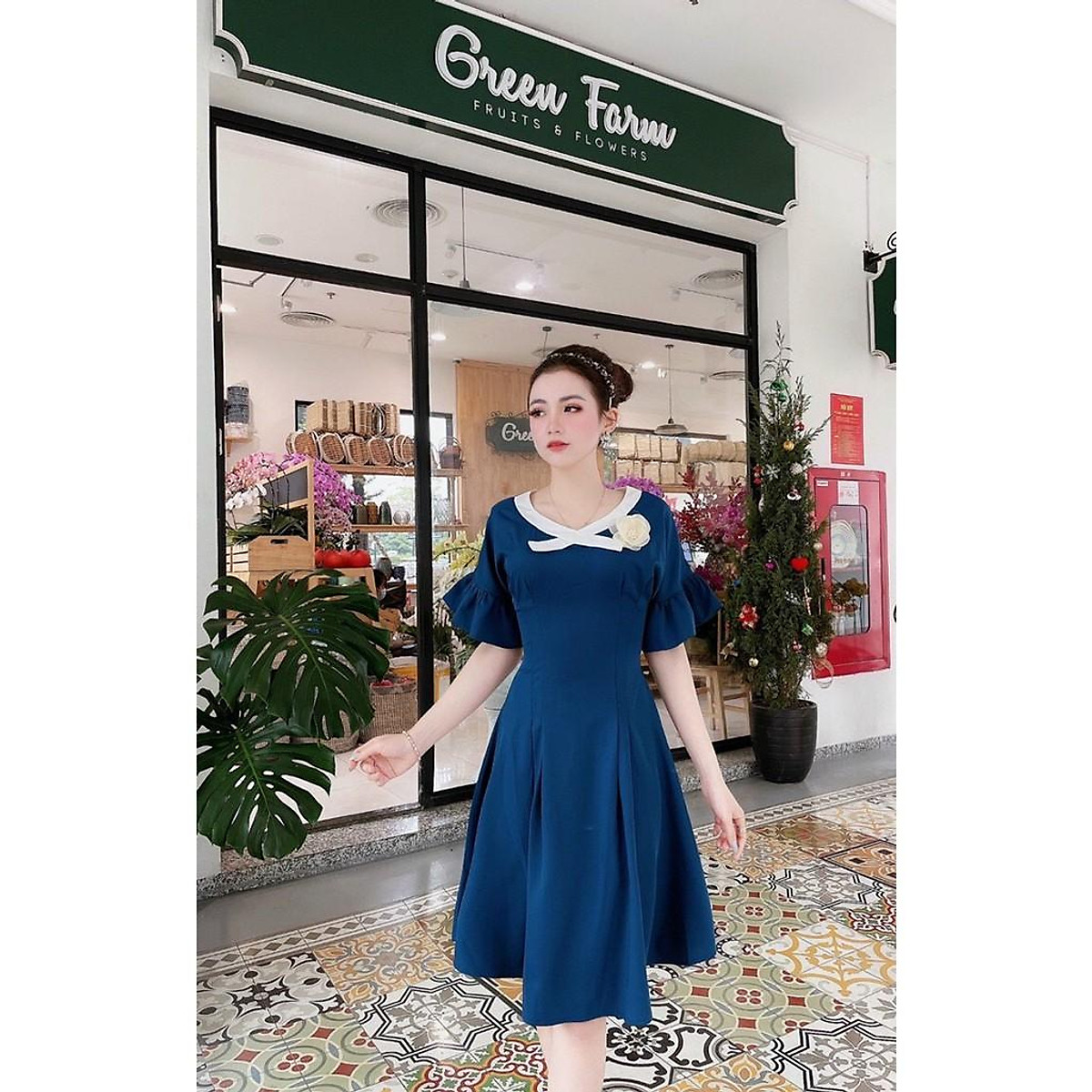 Váy Tay bèo 2 lớp chun lưng  Đầm Dáng Xòe