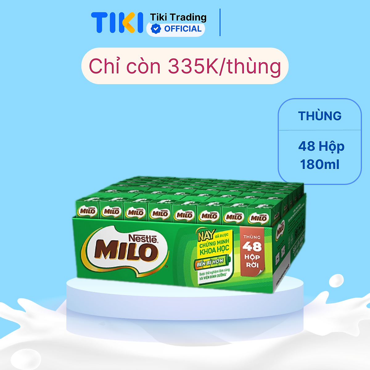 Thùng 48 Hộp Sữa Nestlé MILO Nước (180ml / Hộp) - không màng nhựa