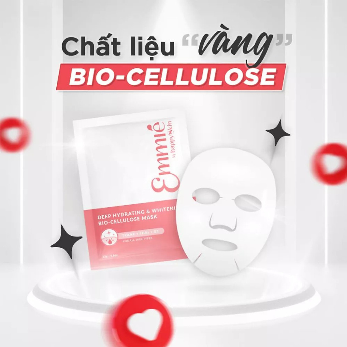 Hộp 10 miếng Mặt Nạ Sinh Học Làm Trắng & Cấp Ẩm Sâu Deep Hydrating & Whitening Bio-Cellulose Mask