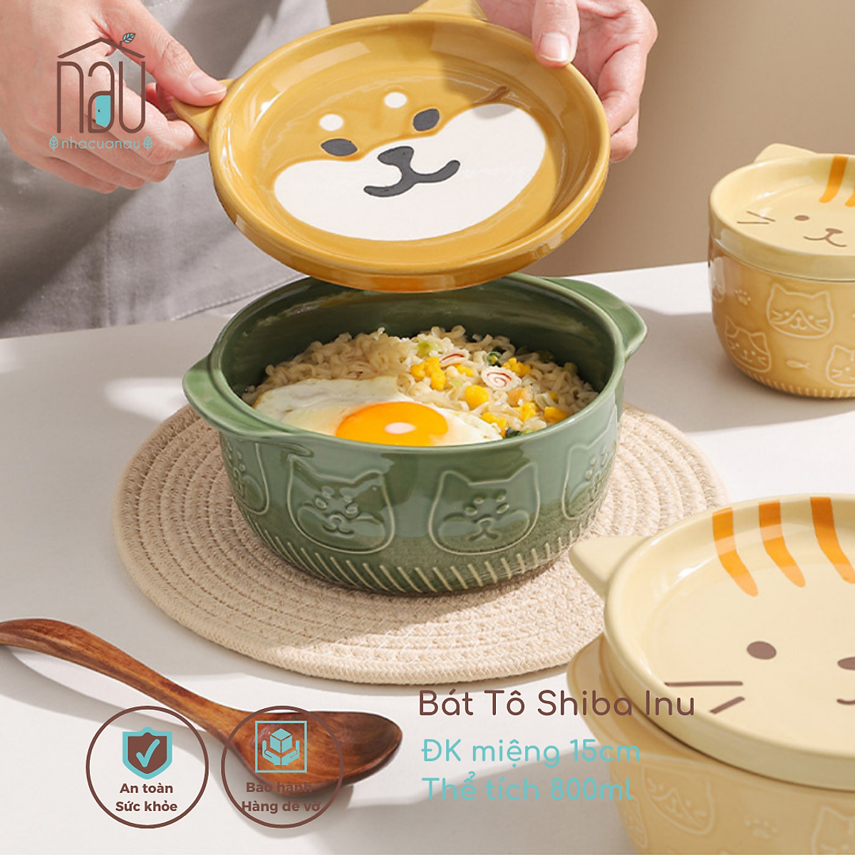 CÓ SẴN] Bát Tô ăn mì, đựng canh tạo hình mèo, Shiba Inu dung tích ...
