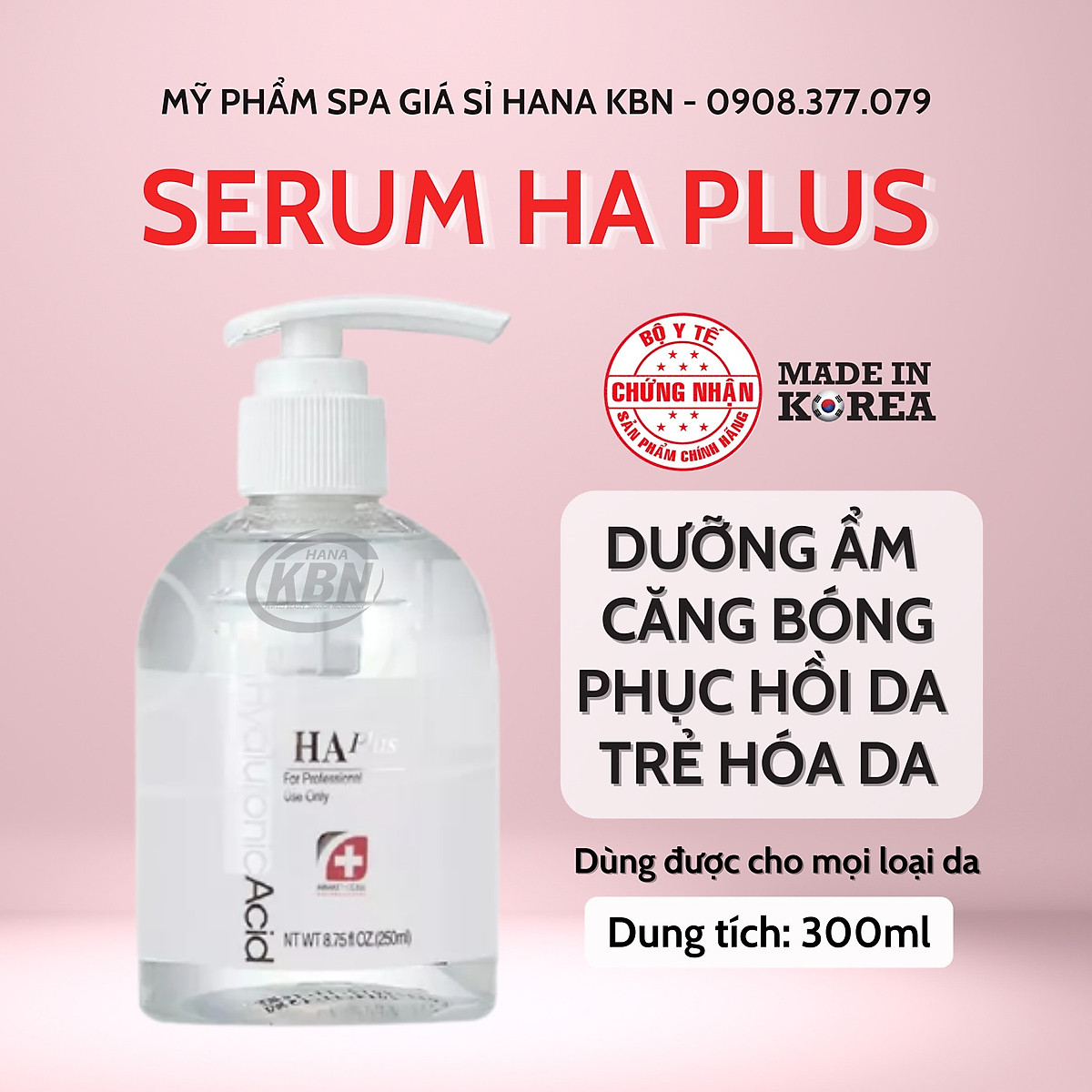 Serum HA Plus Dưỡng Ẩm Căng Bóng Giảm Nếp Nhăn Hyaluronic Acid AWAKETHECELL 300ml