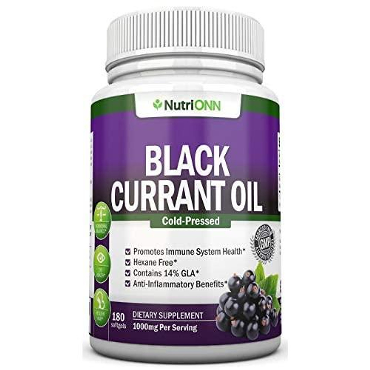 Black Currant Oil - 1000 Mg - 180 Softgels - Cold-Pressed Pure Black Currant Seed Oil - Hexane Free - 140mg GLA Per Serving - Regulates Hormonal Balance - Great For Immune System, Hair, Skin and Heart Black Currant Oil - 1000 Mg - 180 Softgels - Cold-Pressed Pure Black Currant Seed Oil - Hexane Free - 140mg GLA Per Serving - Regulates Hormonal Balance - Great For Immune System, Hair, Skin and Heart