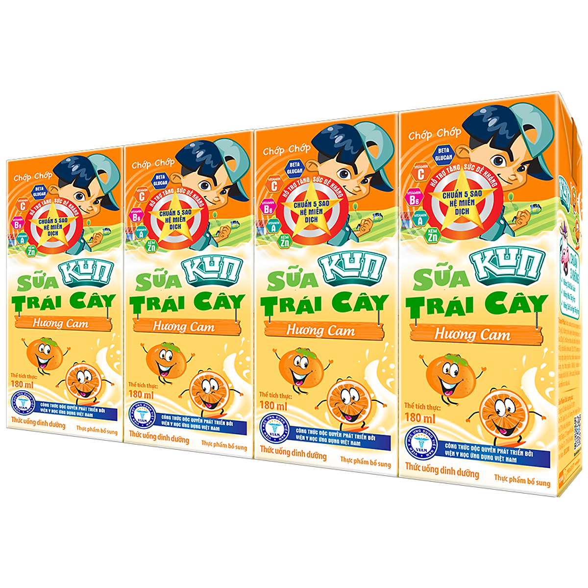 Thùng 48 Hộp Sữa Trái Cây Hương Cam KUN 180ml/hộp ( thẻ cào)