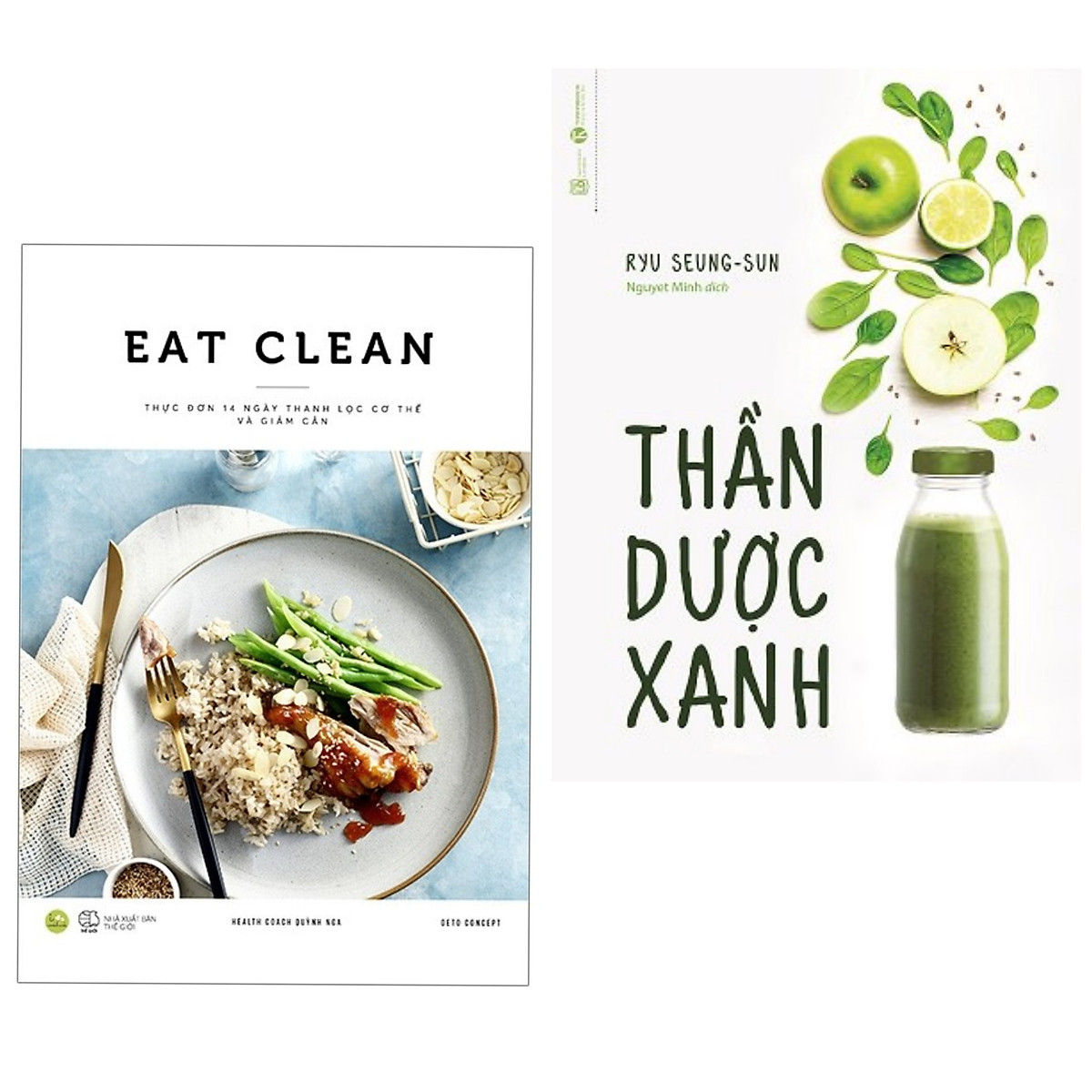 Combo 2 cuốn sách dậy nấu ăn siêu hay: Thần Dược Xanh + EAT CLEAN Thực Đơn 14 Ngày Thanh Lọc Cơ Thể Và Giảm Cân ( Tặng kèm Bookmark Happy Life)