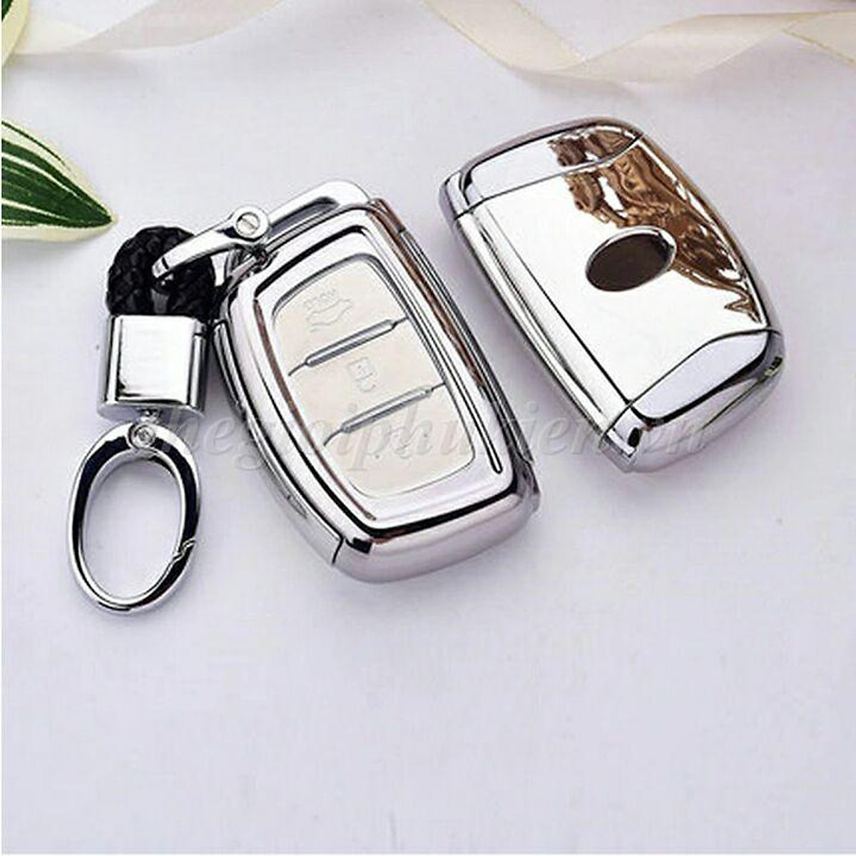 Ốp silicon bảo vệ chìa khóa xe Hyundai i10, Hyundai Elantra, Hyundai Tucson, Hyundai Santafe 2016-2018… kèm móc đeo INOX