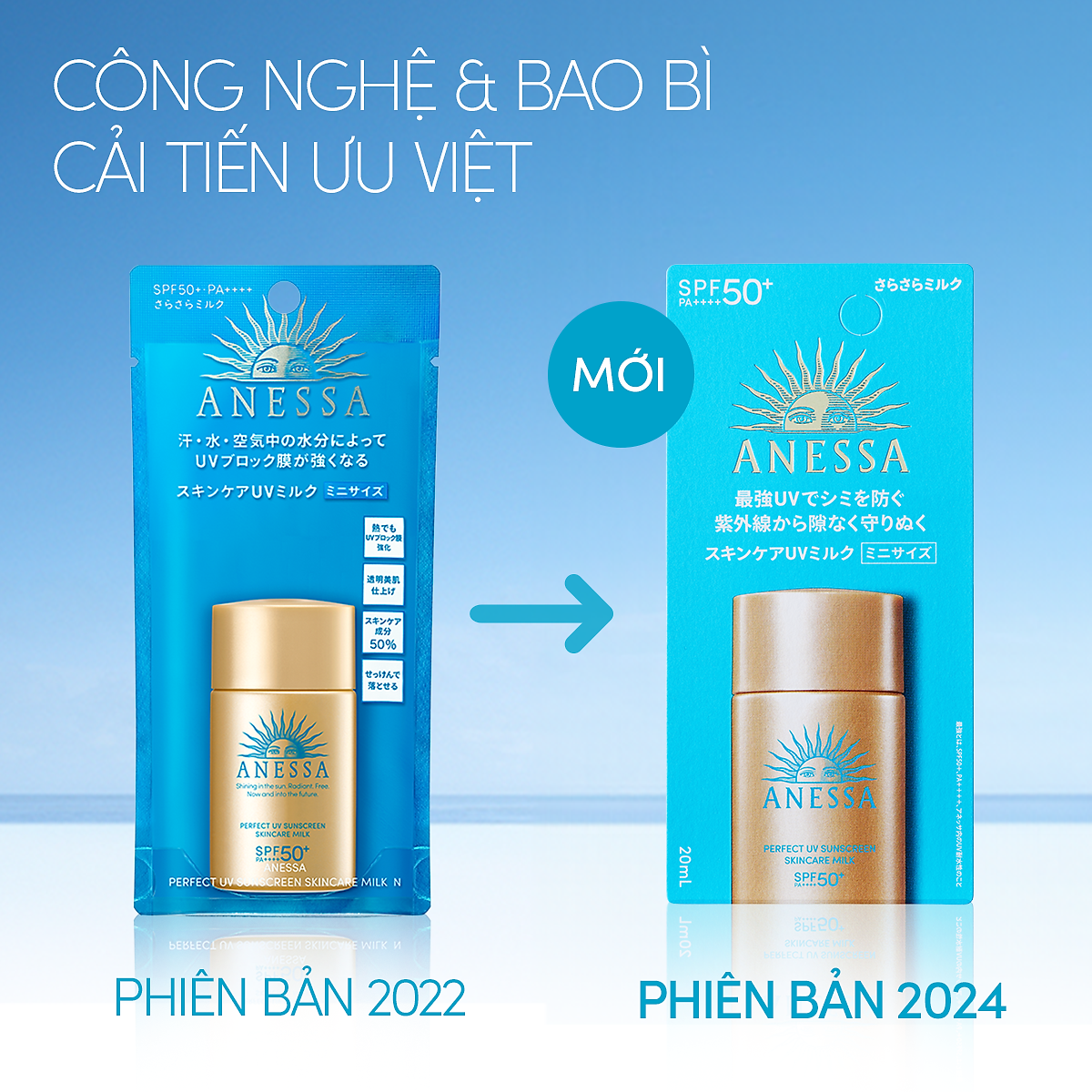 Kem chống nắng dạng sữa dưỡng da kiềm dầu bảo vệ hoàn hảo Anessa Perfect UV Sunscreen Skincare Milk SPF 50+ PA++++ 20ml