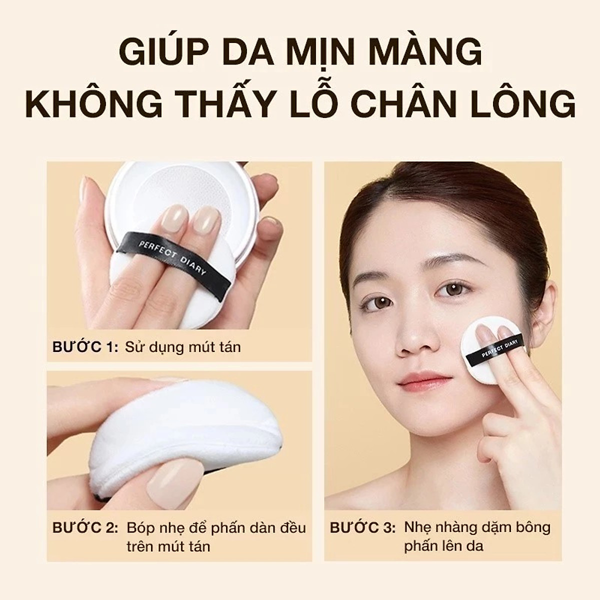 Phấn phủ kiềm dầu PERFECT DIARY chống thấm nước kiểm soát dầu lên đến 12h với 3 màu tùy chọn 7g