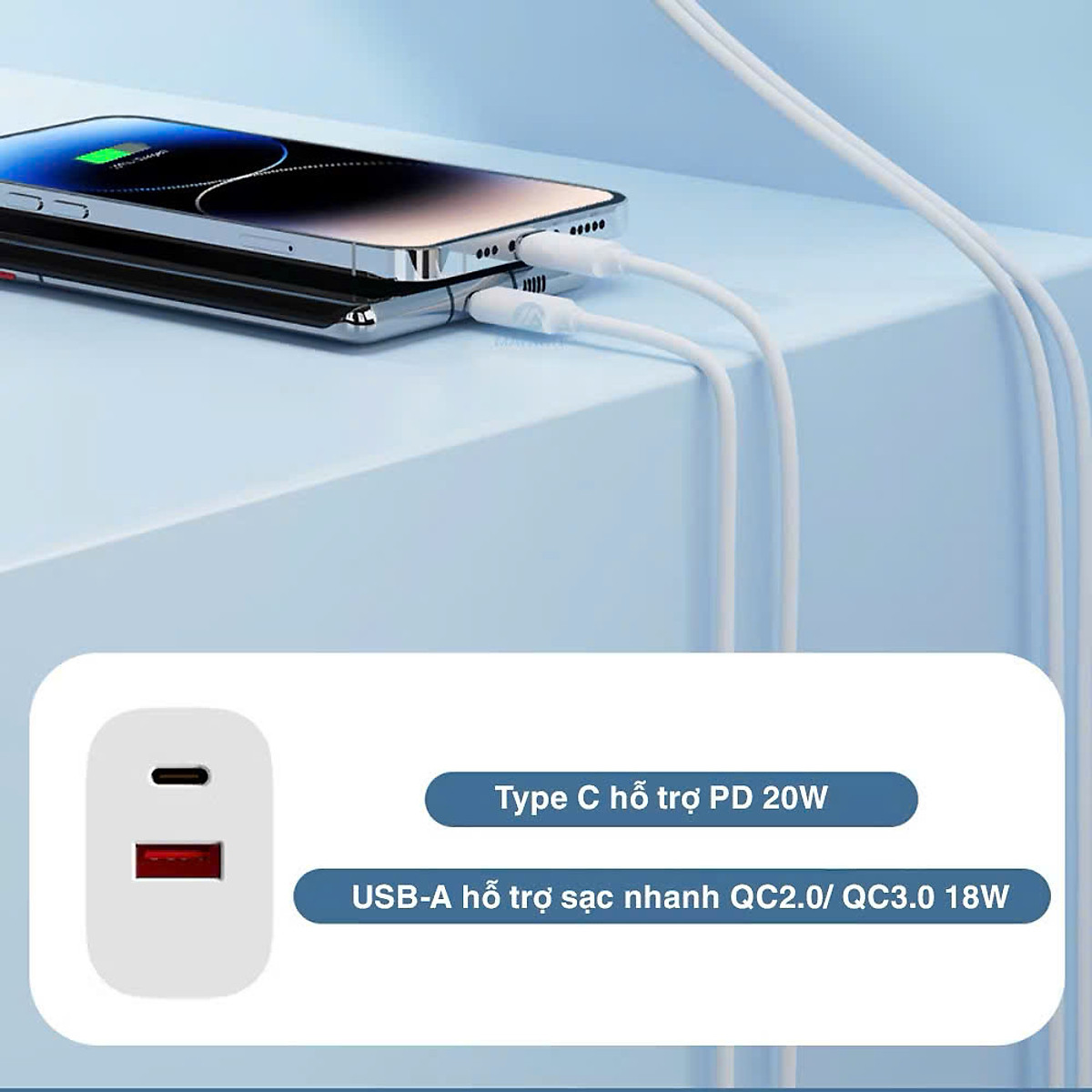 Củ sạc nhanh ROCKSPACE T43 2 cổng USB-TypeC sạc nhanh 20w hàng chính hãng - Bảo hành 12 tháng