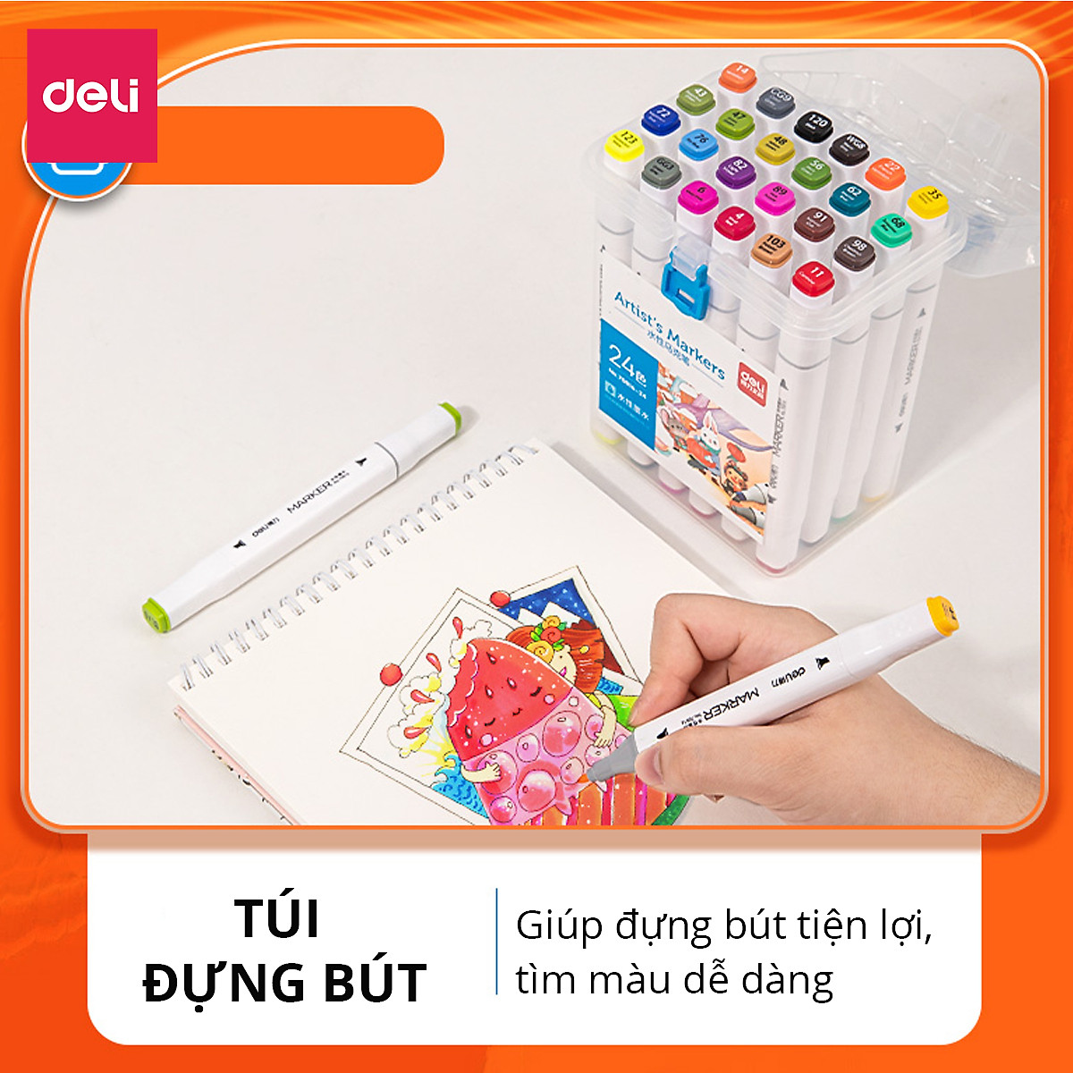 Bút màu marker hai đầu cao cấp Deli - 70801