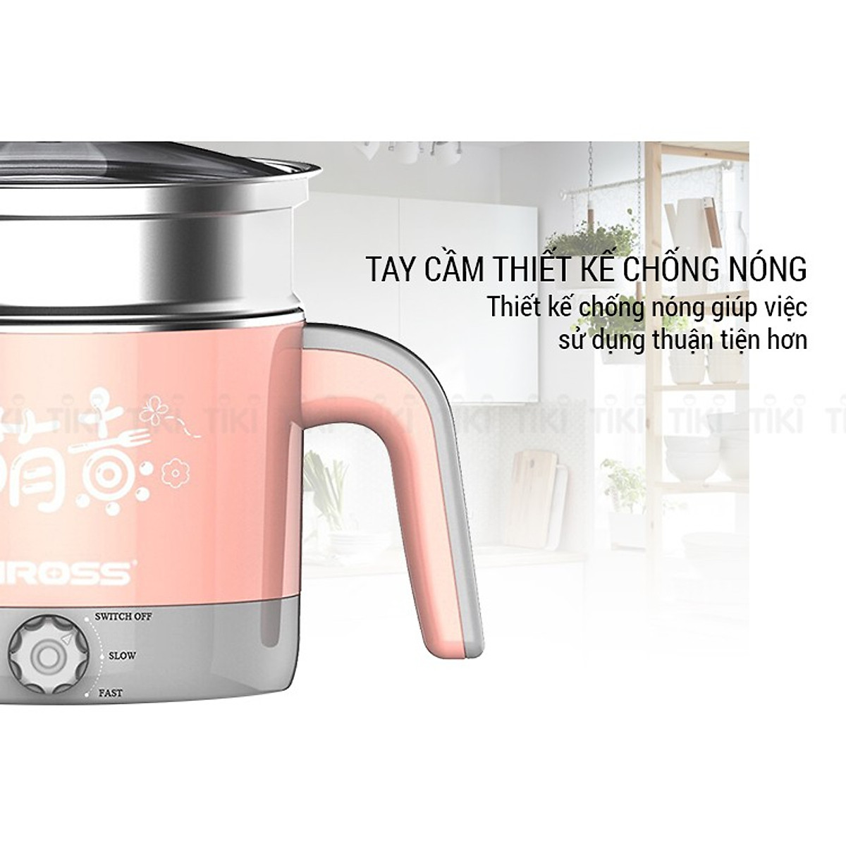 Ca Nấu Đa Năng Tiross TS1366 (1.2L) - Hồng - Hàng chính hãng