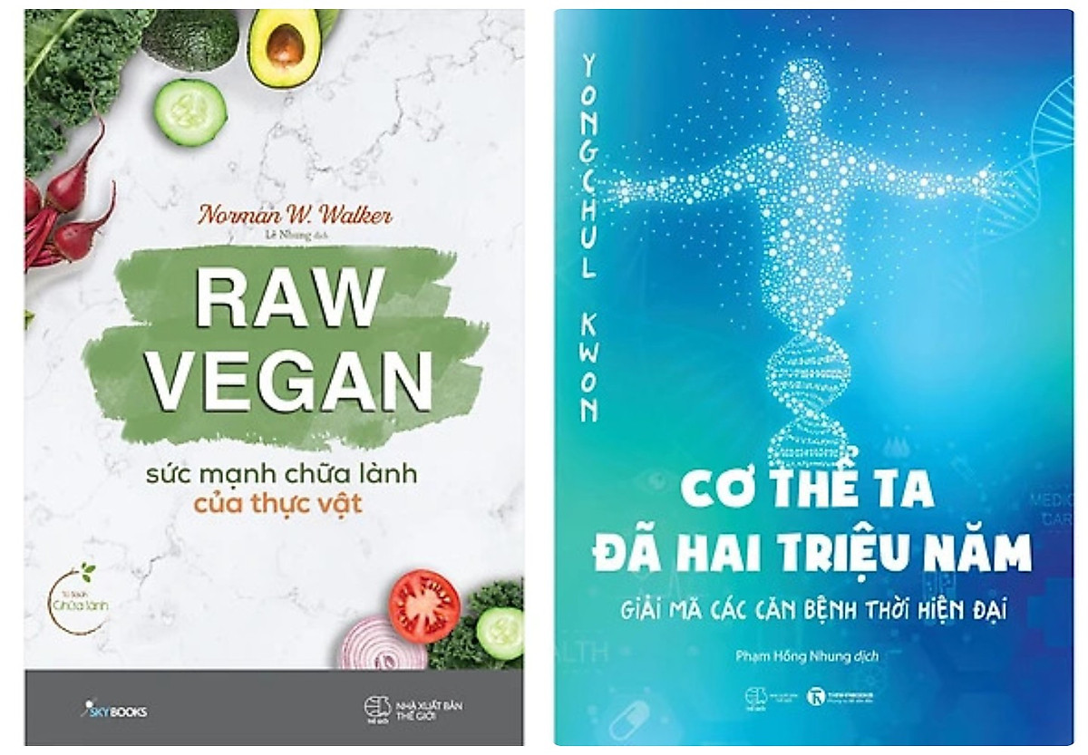Combo 2Q sách sức khỏe: Raw Vegan – Sức Mạnh Chữa Lành Của Thực Vật + Cơ Thể Ta Đã Hai Triệu Năm - Giải Mã Các Căn Bệnh Thời Hiện Đại (Tặng Kèm Bookmark)