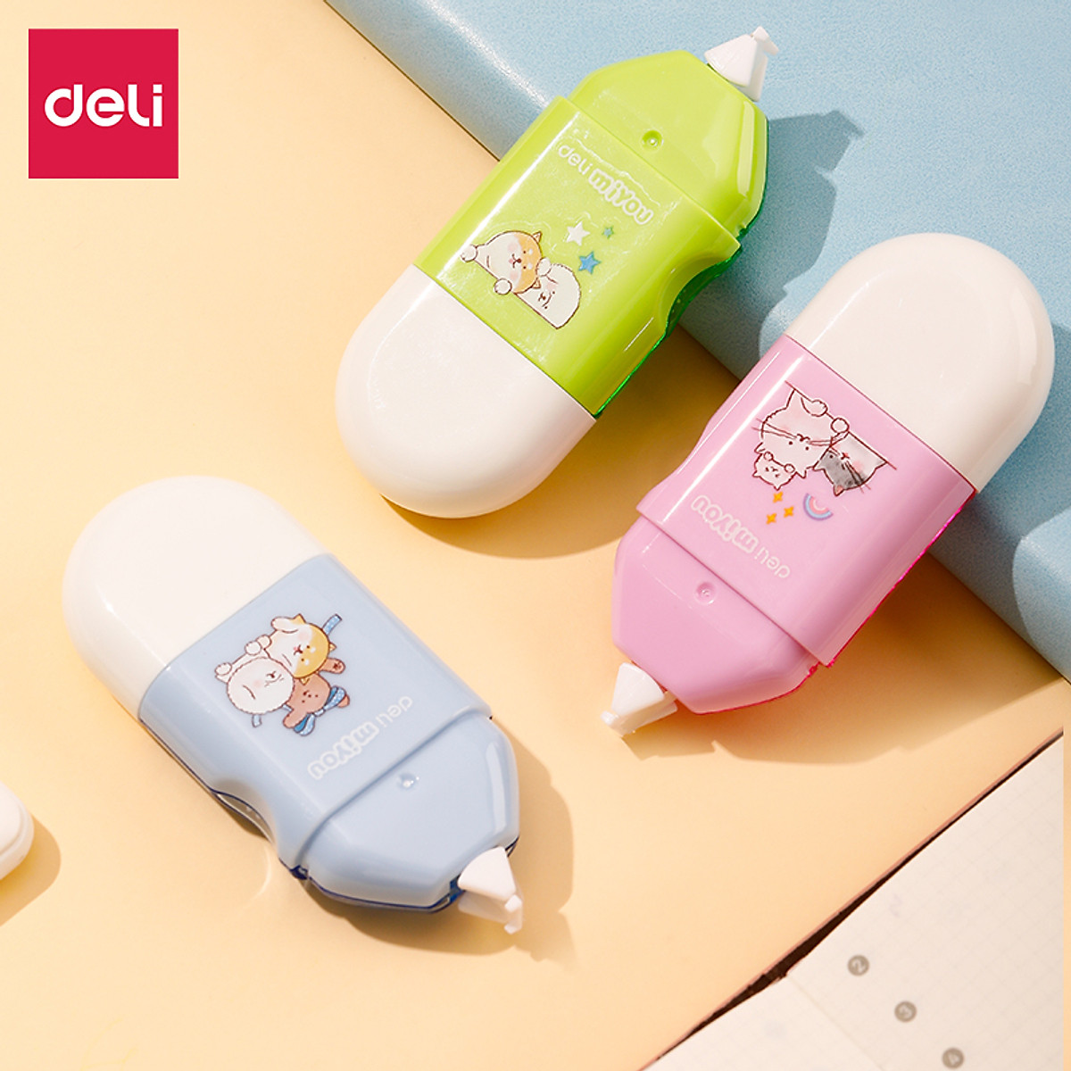 Băng xóa kéo băng xóa cute hình thú cưng ngộ nghĩnh Deli - Dài 6m / 8m - Phù hợp cho văn phòng, học sinh - EH352 / EH353