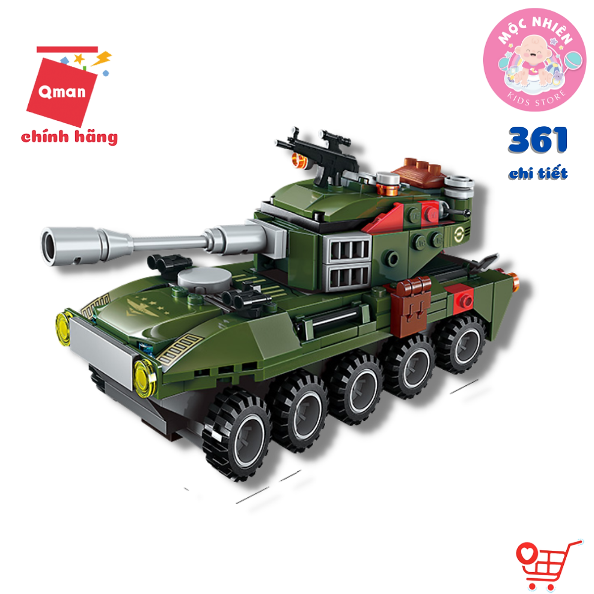 Đồ chơi lắp ráp xếp hình xe tăng Qman 1803 - Chiến xa xe tăng lội nước (361 mảnh ghép)
