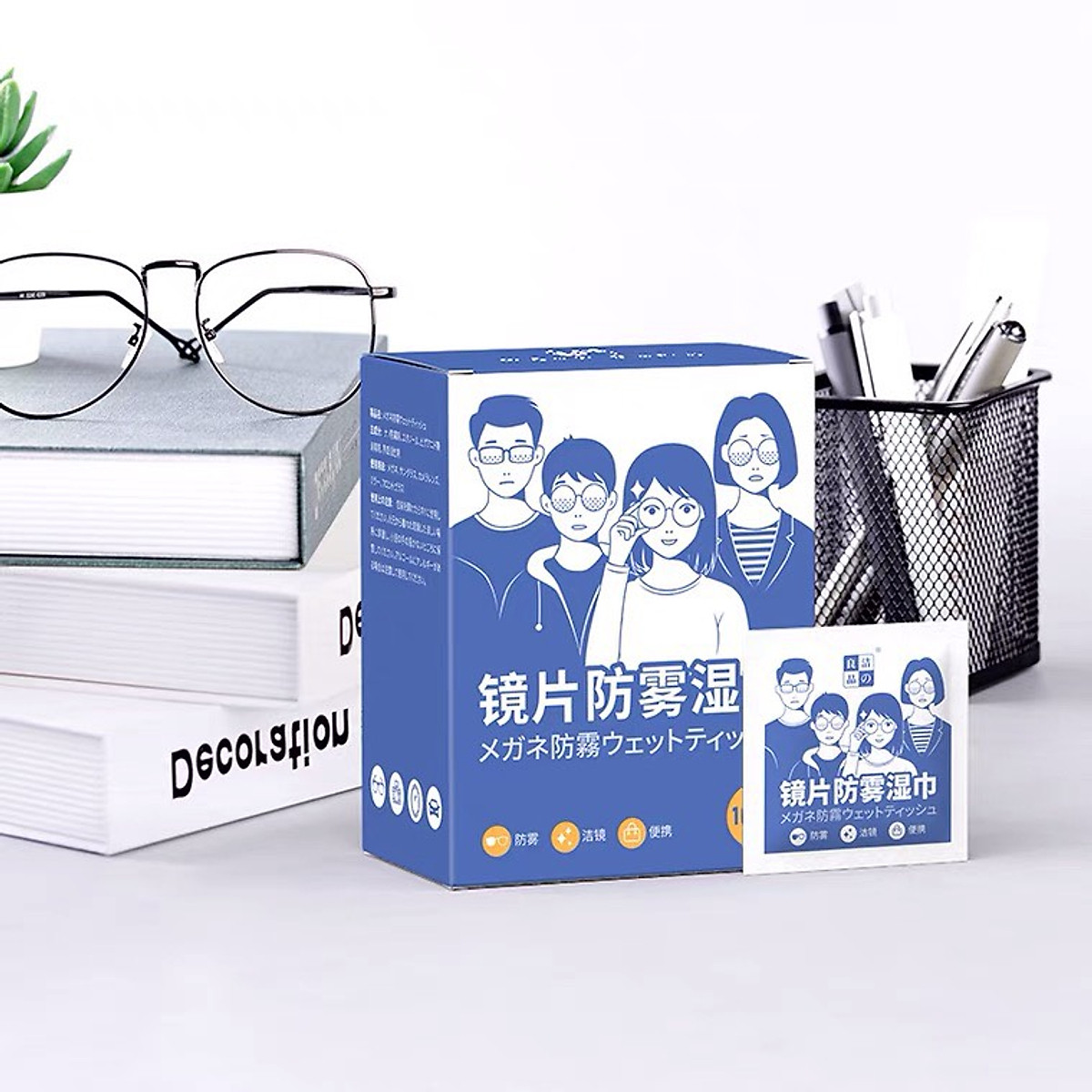 Khăn lau kính Nano chống bám hơi nước, chống mờ sương, sạch bụi bẩn và dấu vân tay, Công nghệ Nhật Bản - Hộp 100 Miếng