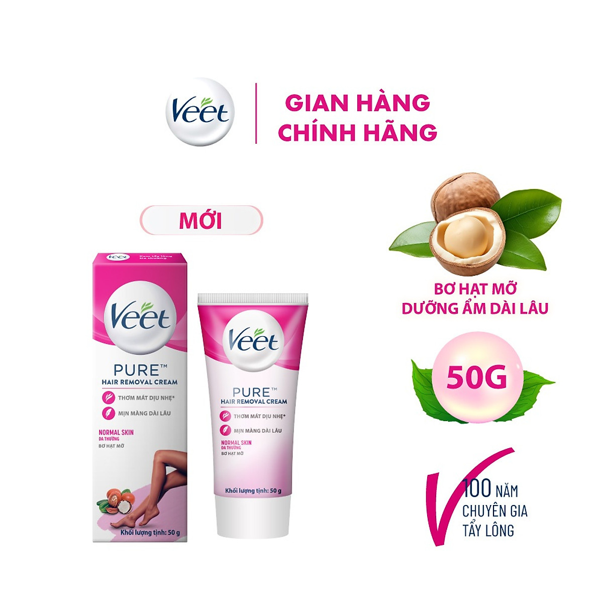 Kem tẩy lông Veet Pure cho da thường 50g, công thức cải tiến