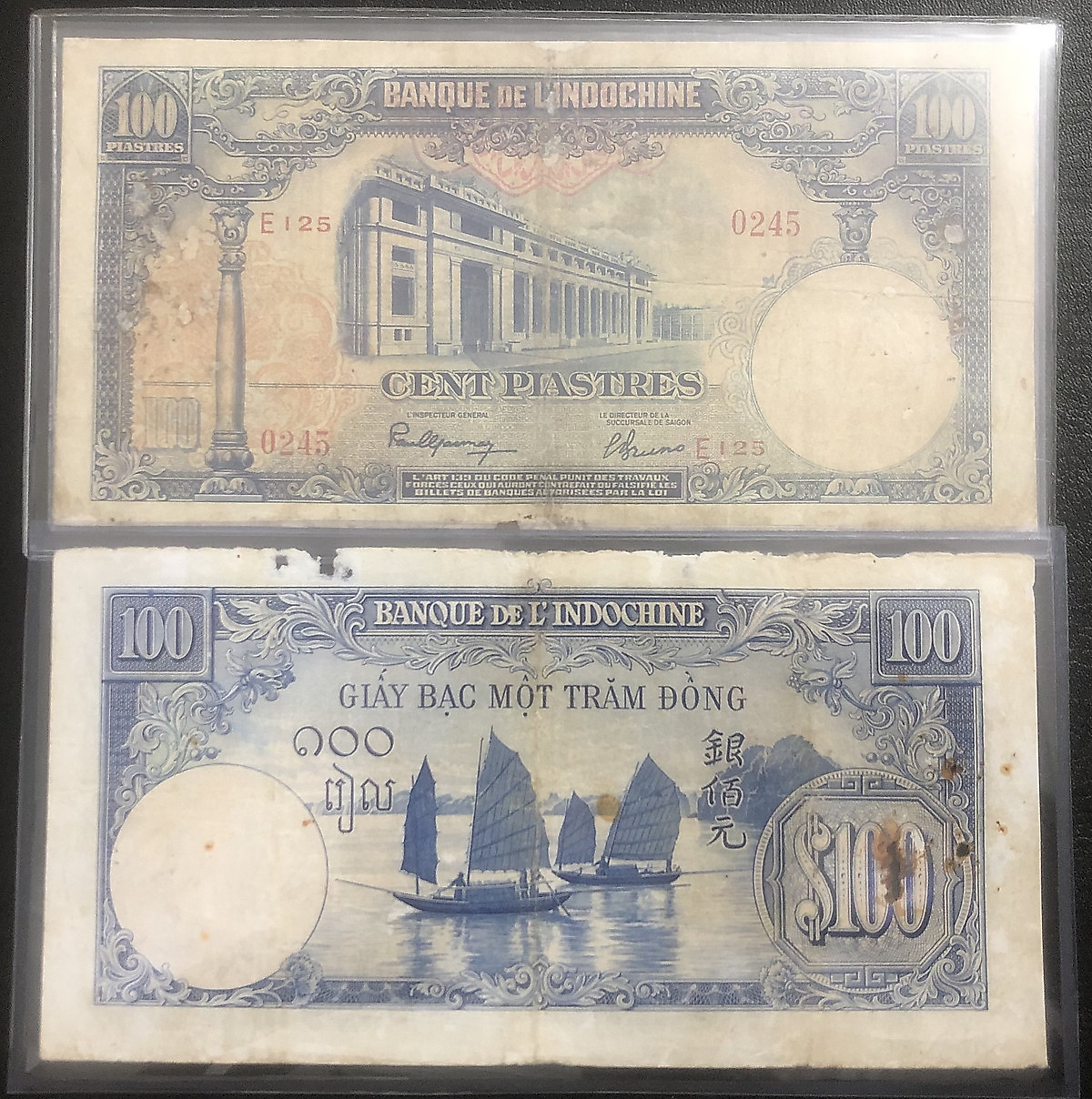 Tiền 100 đồng Bạc Đông Dương: \