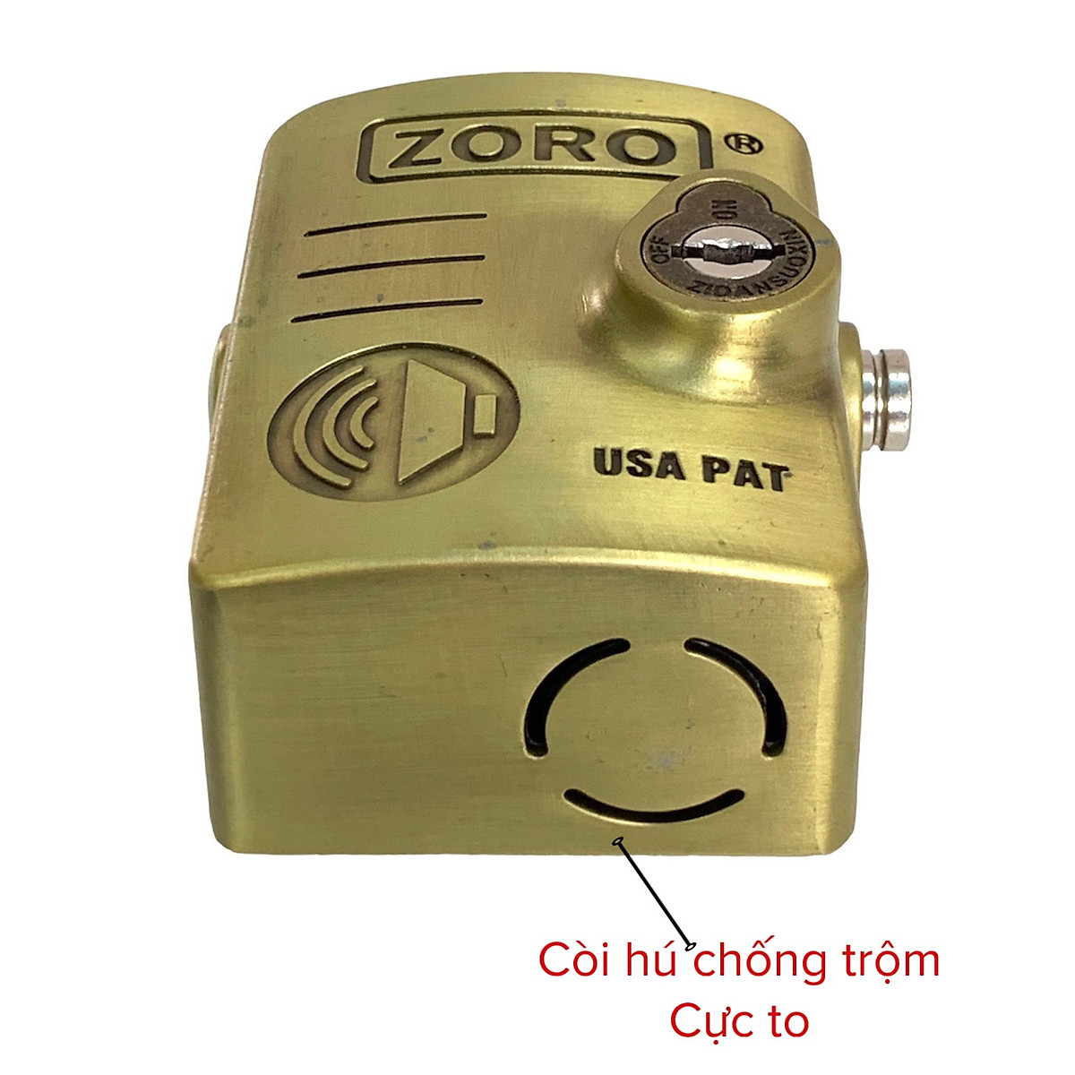 Ổ khóa chụp bát cửa báo động chống trộm ZORO thông minh - màu vàng đồng - khóa chụp chống cắt toàn diện, chống cắt khoen cửa - hàng chính hãng