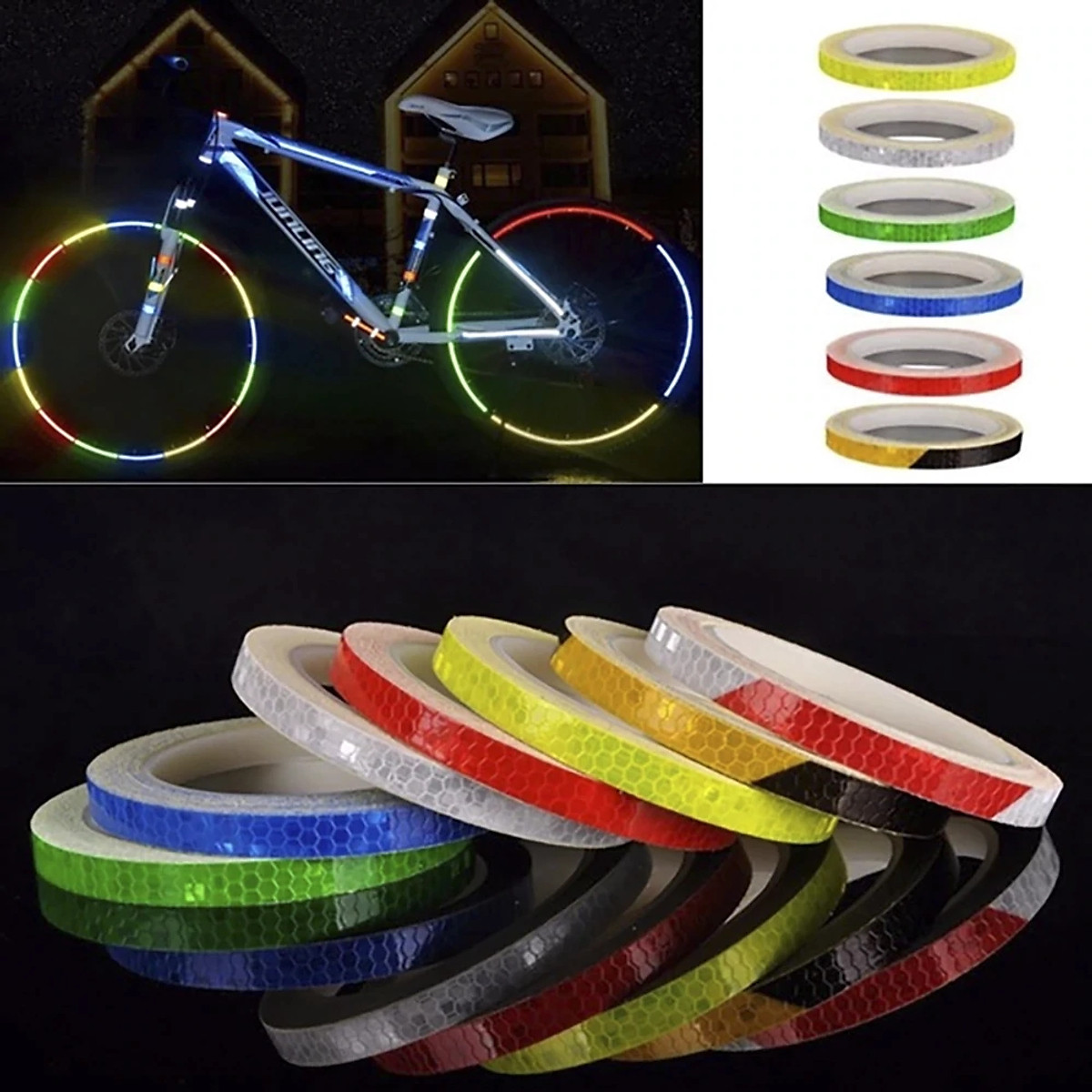 Cuộn Đề Can (Decal) Phản Quang Dán Trang Trí Viền Thân Xe Đạp, Xe Máy, Ô tô An Toàn Ban Đêm Nổi Bật (8 mét) Mai Lee