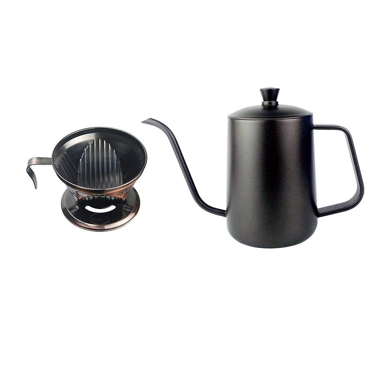 Hand Drip Coffee Pot Pour Over Gooseneck Kettle 600ml +Coffee Filter Cone