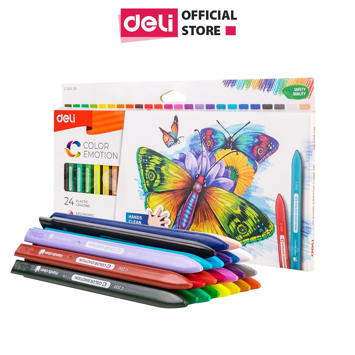 Bút sáp màu 12/18/24 màu an toàn cho bé Deli - Phù hợp cho học sinh mẫu giáo tiểu học cấp 1 tập vẽ tô màu