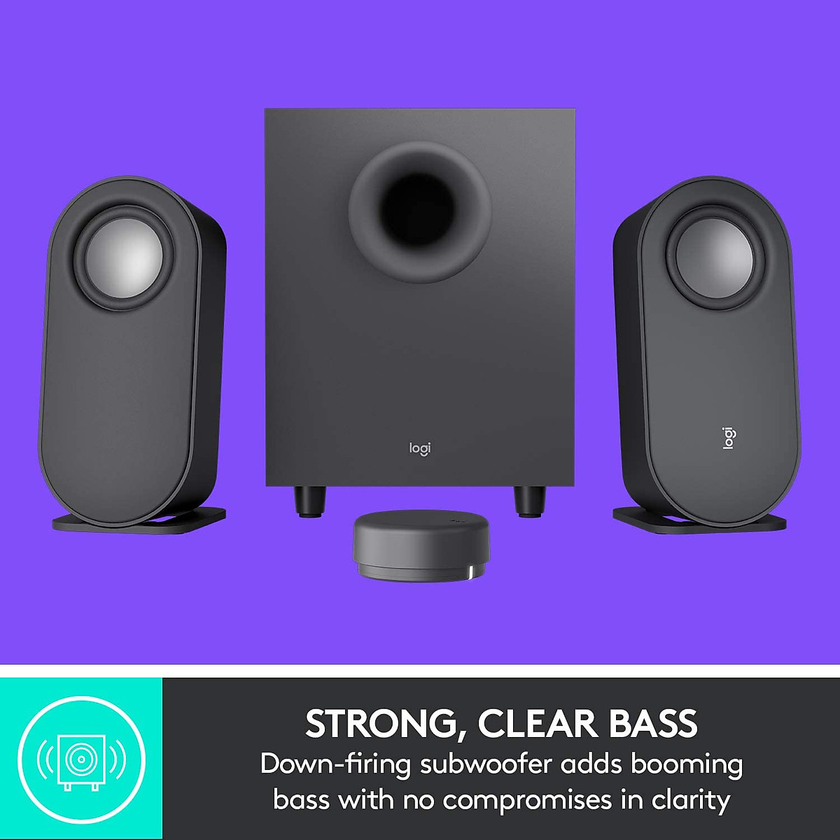 Loa máy tính không dây Logitech Z407 - Âm thanh 2.1, công suất 80W, đa kết nối (USB, AUX, Bluetooth) - Hàng chính hãng