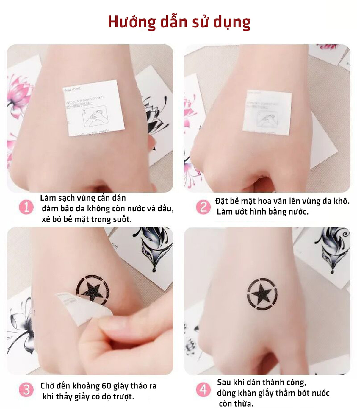 12 Hình Xăm Tattoo Dán Ngón Tay Chân Chống Nước Lâu Trôi Kiểu Hàn Quốc Mắc