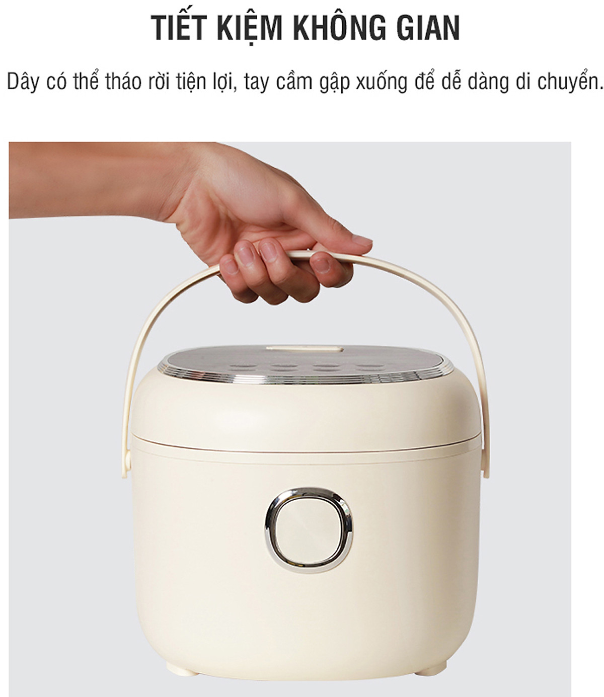 Nồi Cơm Điện Tử Lock&Lock EJR716IVY 0.8L - Hàng Chính Hãng, Dây Điện Có Thể Tháo Rời, Có Quai Xách, Tặng Kèm Ống Hút Và Cọ Rửa