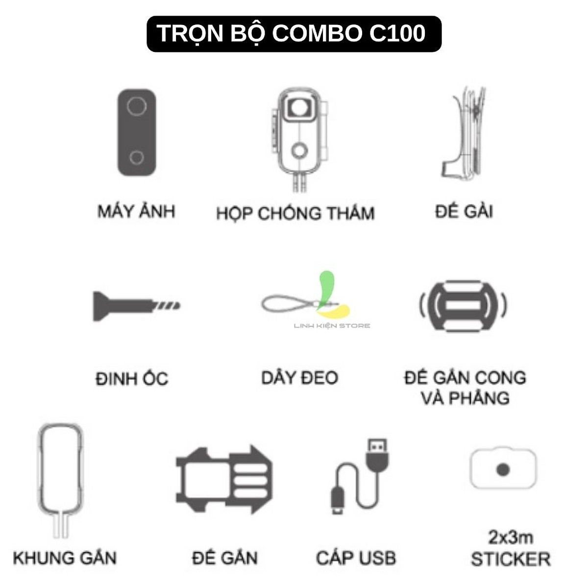 Camera hành trình SJCAM C100 - Máy quay hành động kết nối WIFI 2.4 GHZ thế hệ mới - Hàng chính hãng