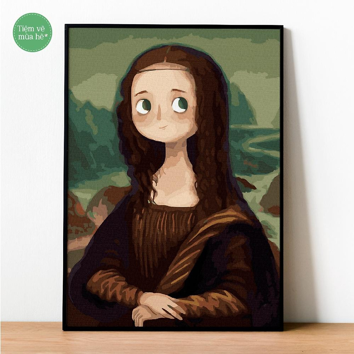 Tranh tô màu theo số Chibi Mona Lisa đã căng khung 40x50cm - Tranh ...