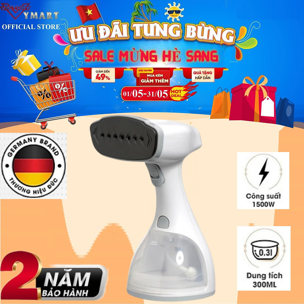 Bàn Là Hơi Nước Cầm Tay Lebenlang LBD528 công suất 1500W-300ML làm nóng nhanh - Hàng chính hãng