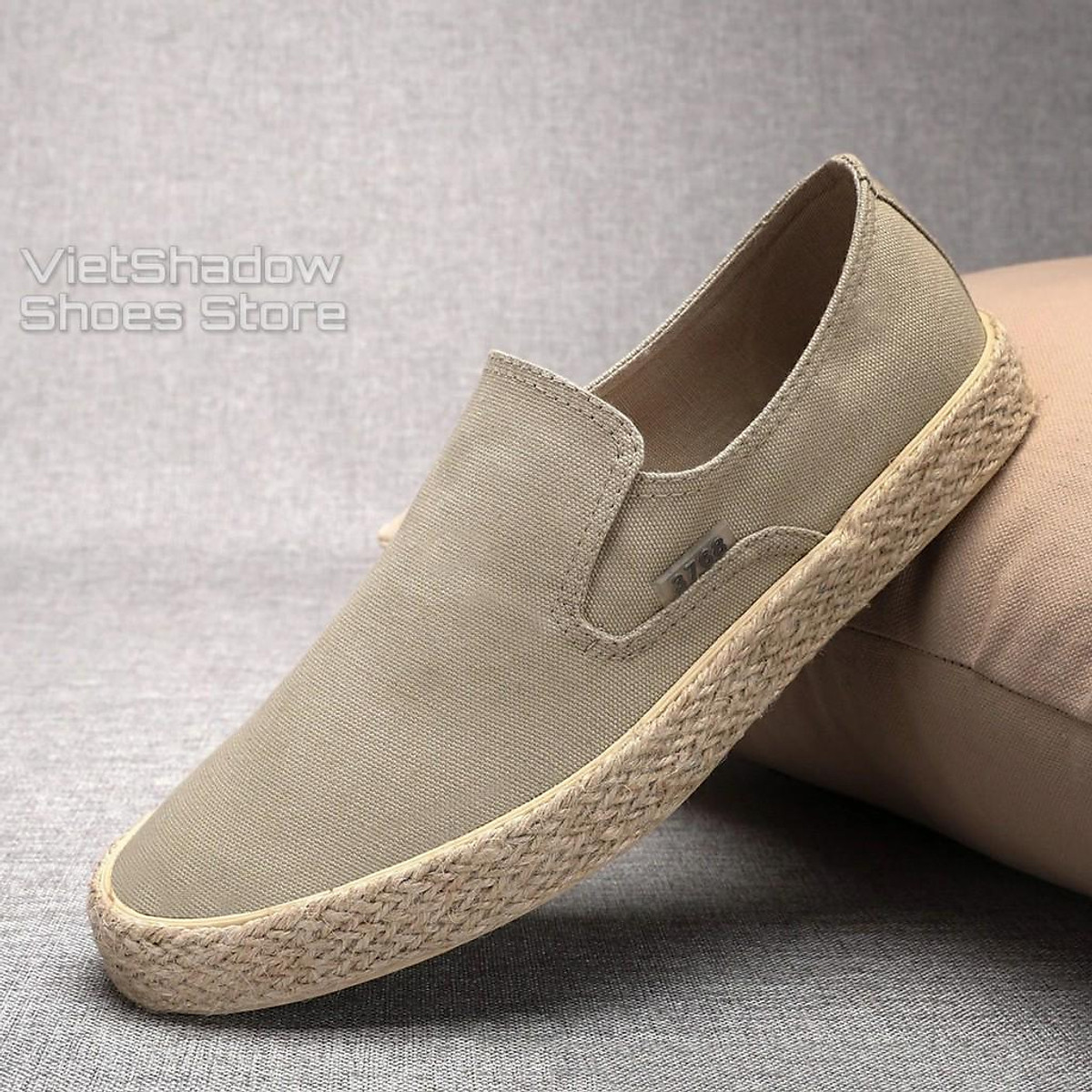 Slip On Nam - Giày Lười Vải Nam Cao Cấp Thương Hiệu 3768 - Vải Thô 4 Màu (