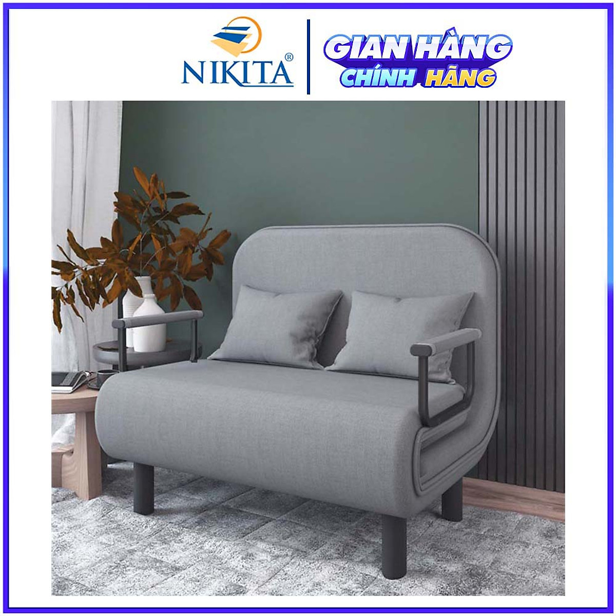Giường Ghế Sofa Gấp Gọn (TẶNG KÈM 1 GỐI) Cho Văn Phòng, Nhà Khách Chính Hãng NIKITA