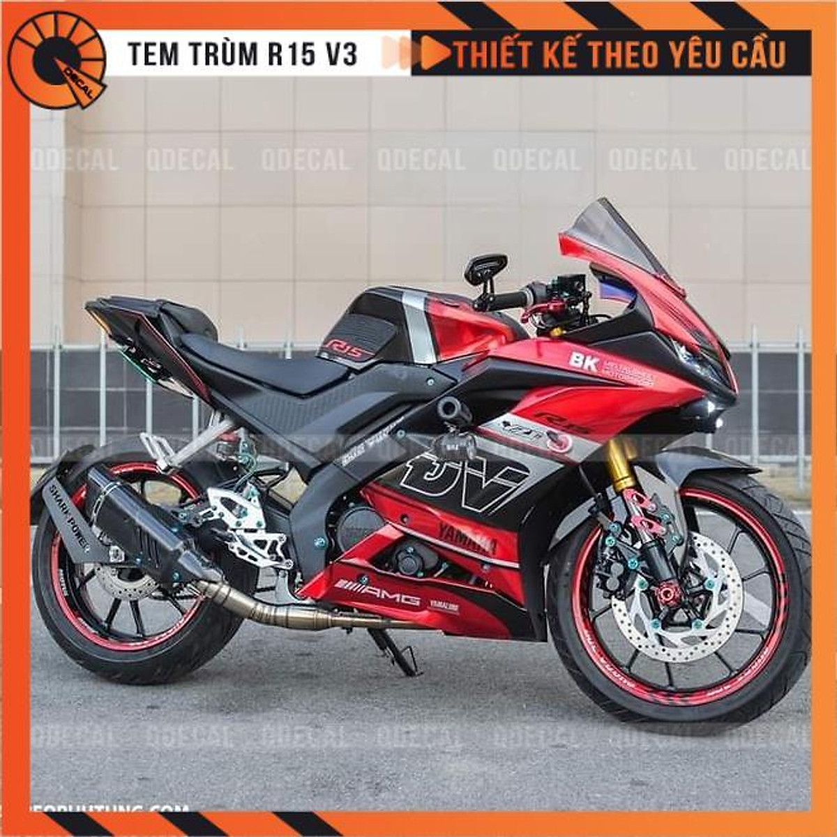 Decal R15 V3 Đỏ Đen Carbon Cực Cool