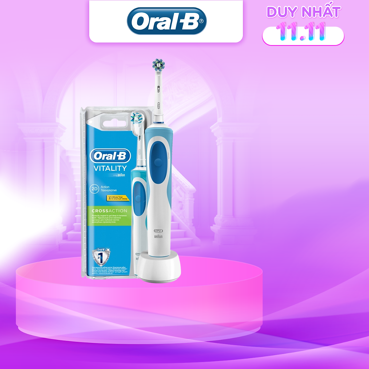 Mua Bàn Chải Đánh Răng Điện Oral-B Vitality Crossaction Blue D12.513- Hàng  Chính Hãng 100% Tại Home1 | Tiki