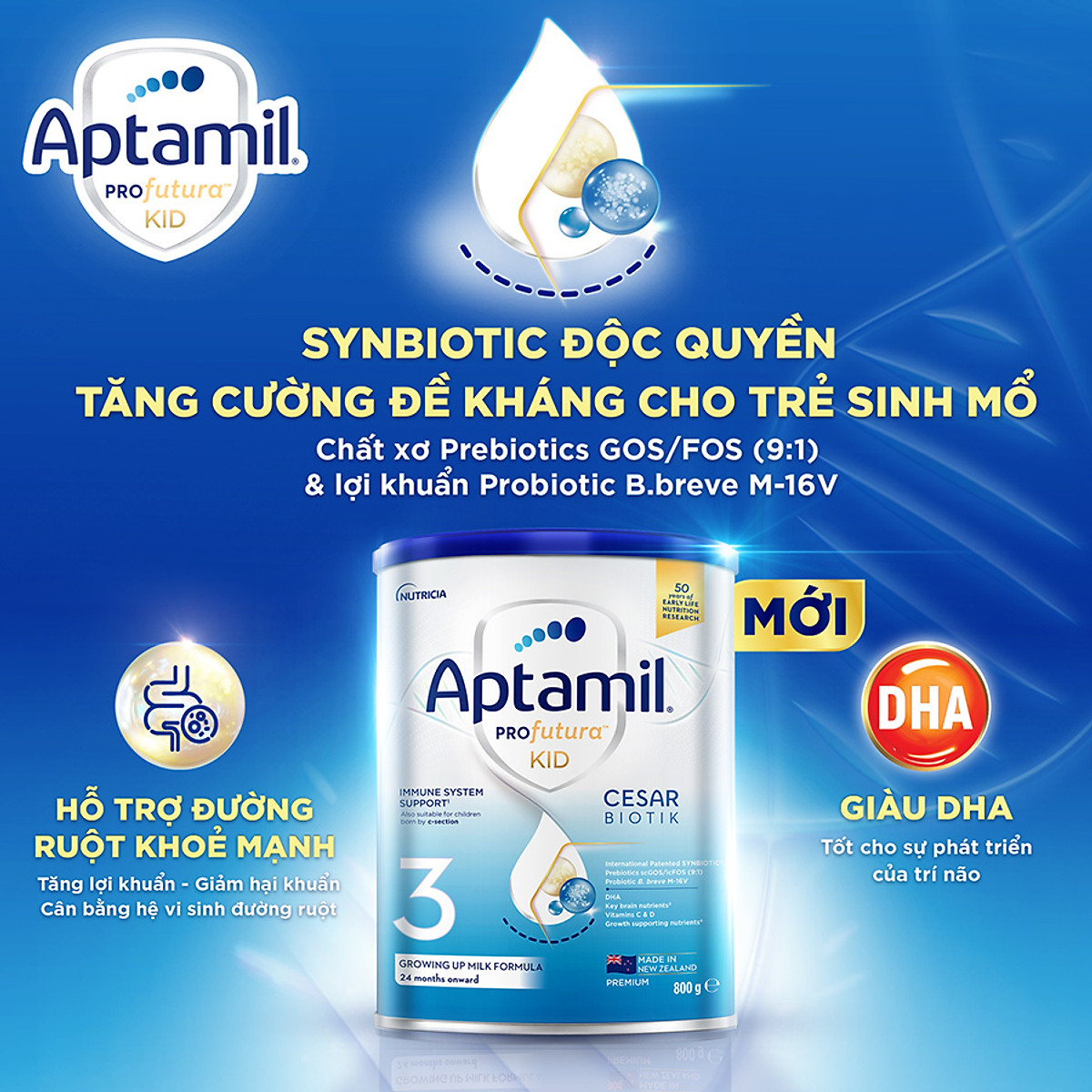 Thực phẩm bổ sung Aptamil Profutura Kid Cesarbiotik 3 Growing Up Milk Formula (Dành cho trẻ từ 24 tháng tuổi trở lên) - 800g