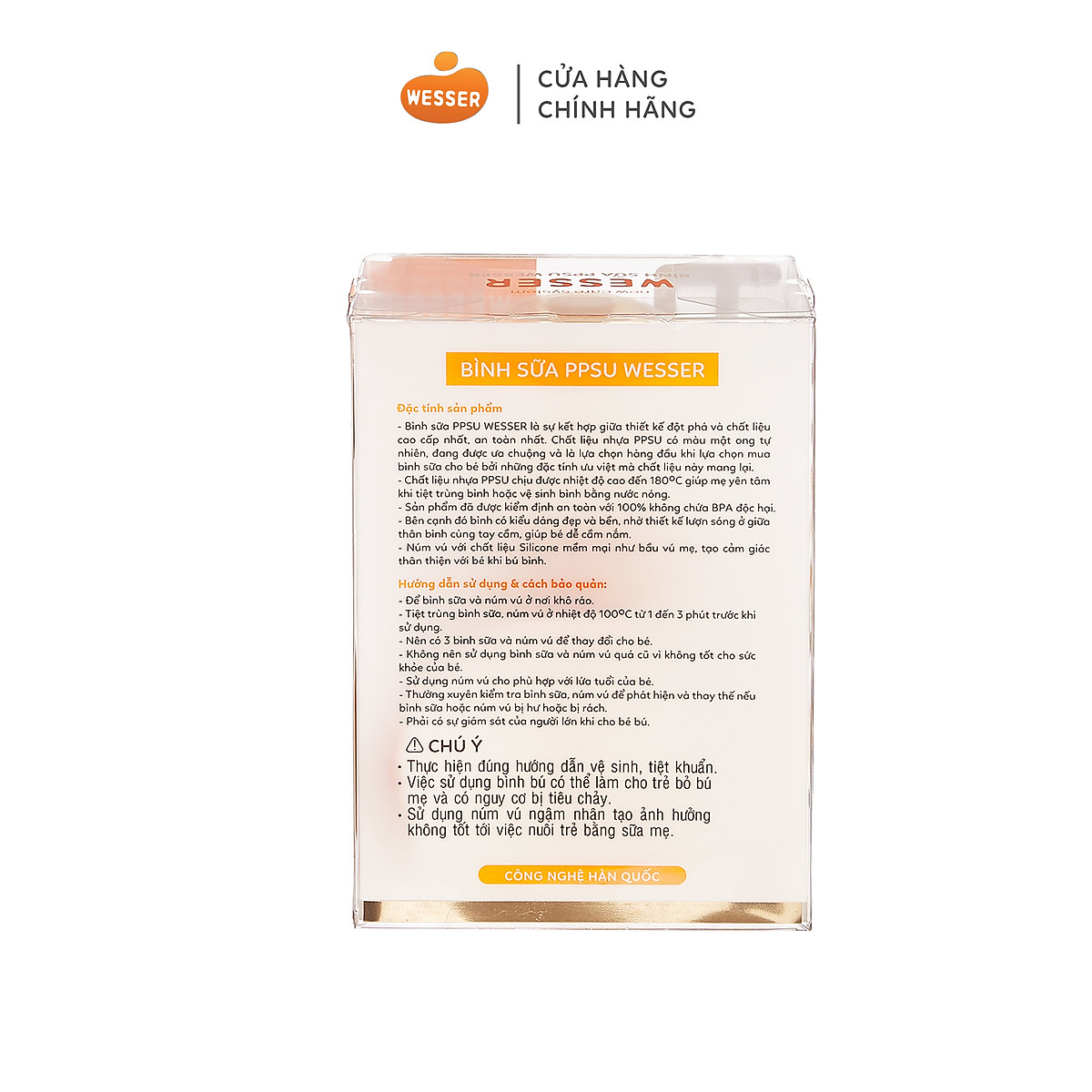 Bình sữa Cổ Rộng PPSU Wesser 180ml/260ml